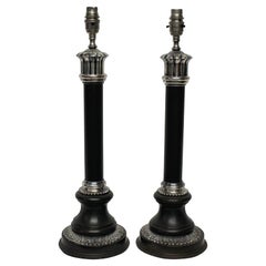 Pair of Bronze and Silver Neoclassical Lamps