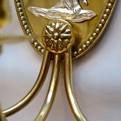 Pair of Bronze and Silver Plated Neoclassic Sconces