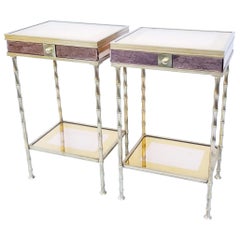 Pair of Bronze and Two-Tone Mirrors Side Table