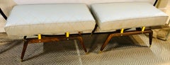 Pair of Bronze and Walnut Mid Century Modern Footstools or Window Bench