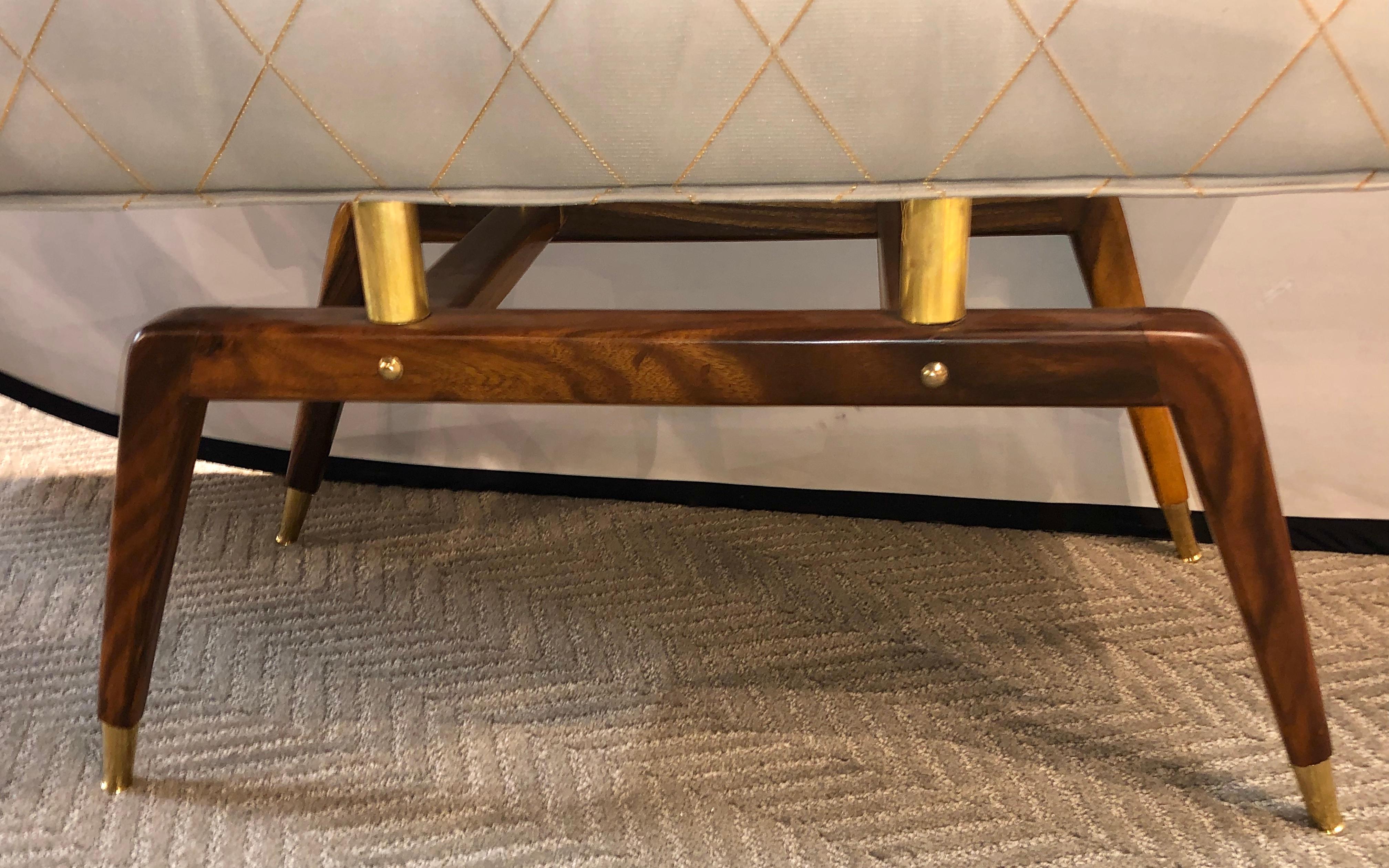 20th Century Pair of Bronze and Walnut Mid Century Modern Footstools or Window Bench