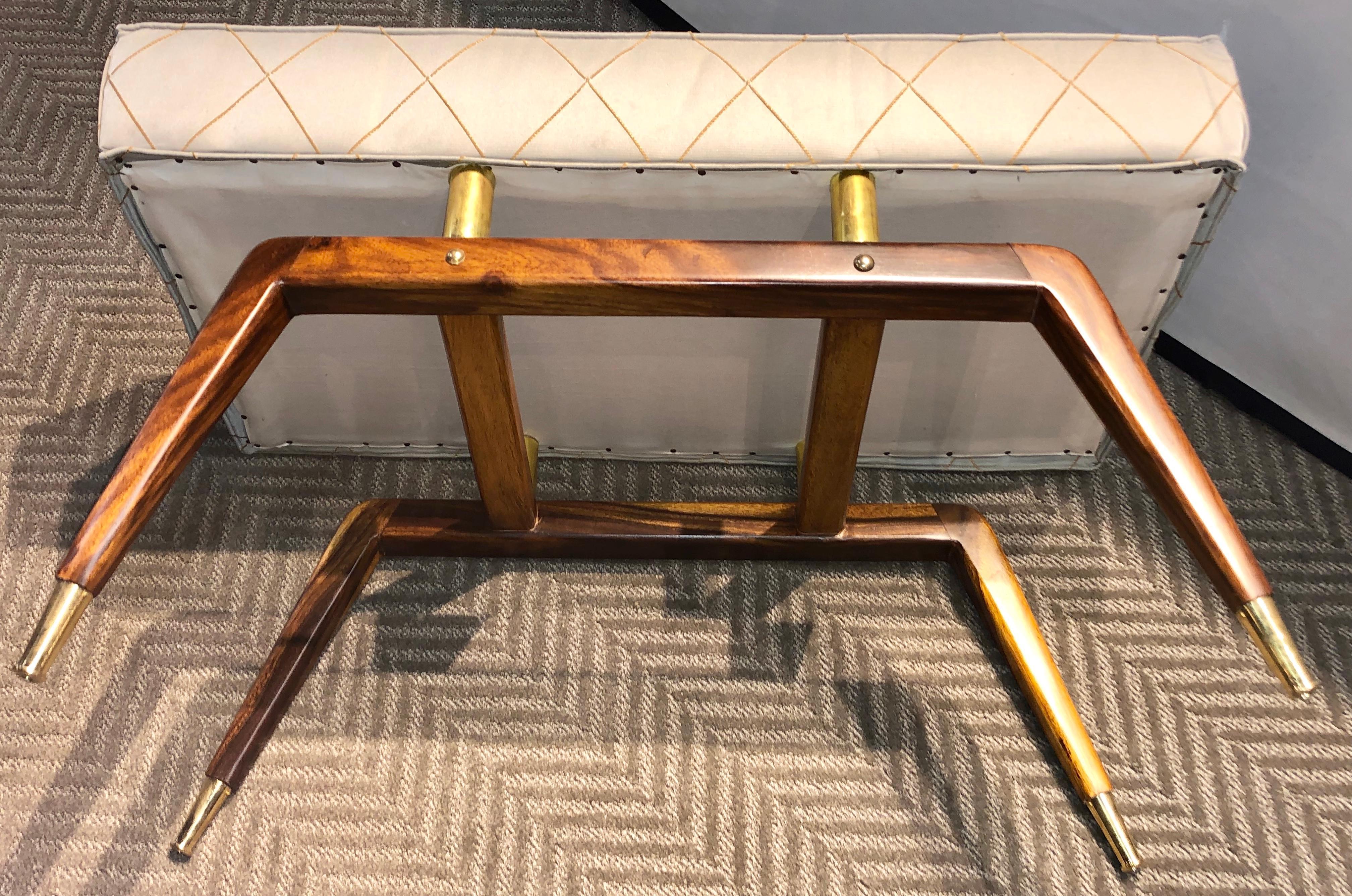 Pair of Bronze and Walnut Mid Century Modern Footstools or Window Bench 1