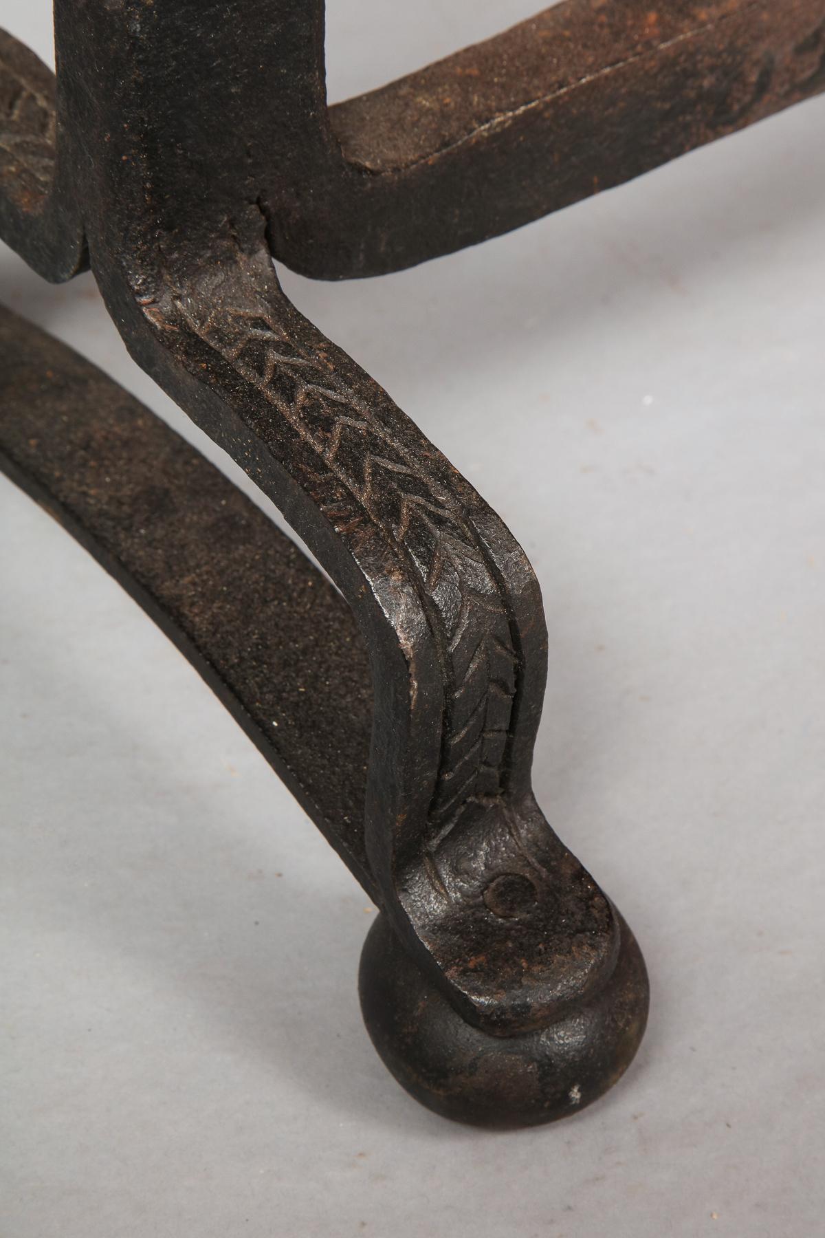 Pair of Bronze and Wrought Iron Andirons 2