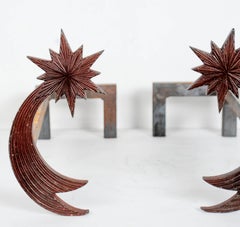 Pair of Bronze Andirons by Enzo Missoni