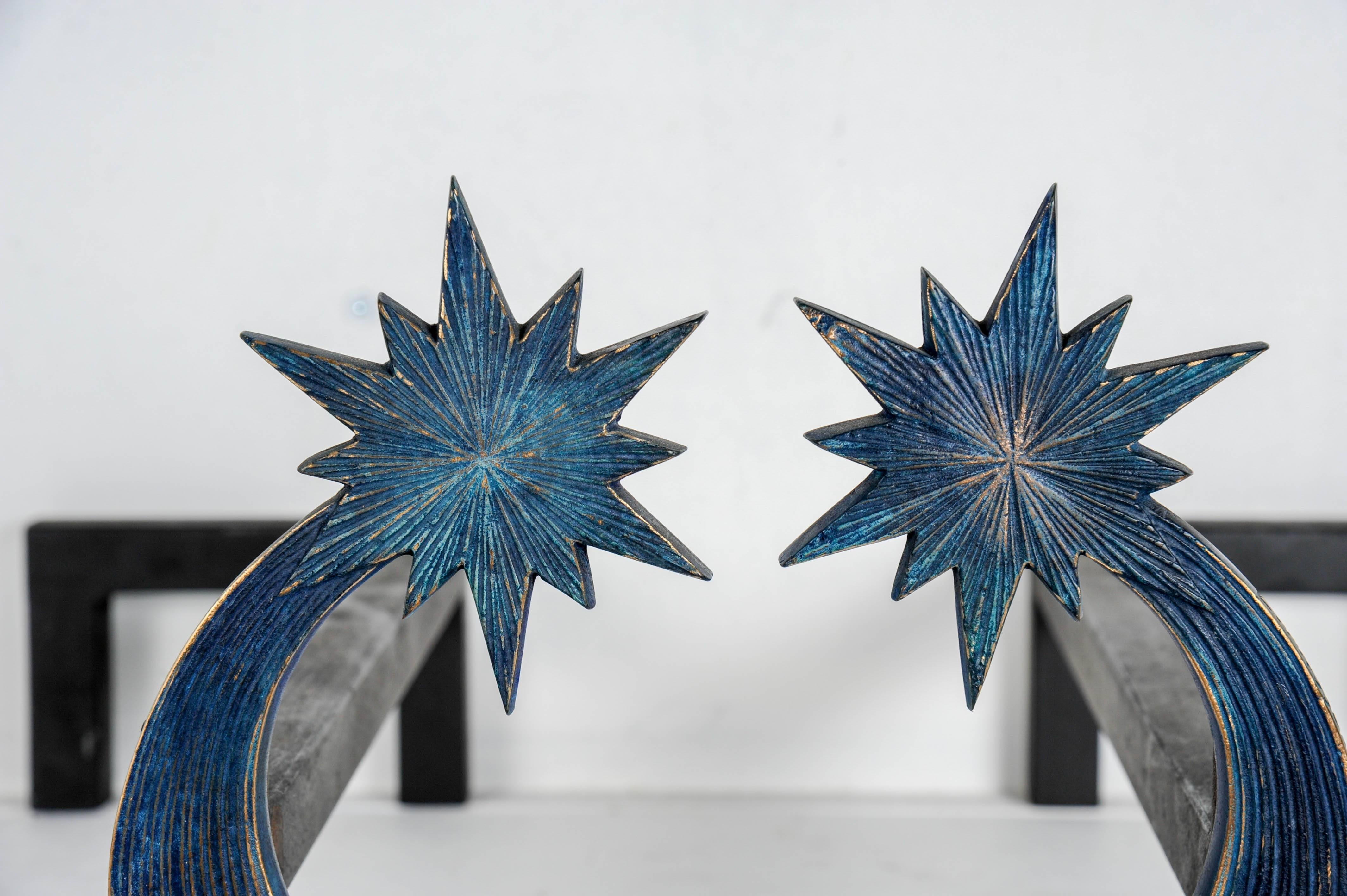 Belgian Pair of Bronze Andirons by Enzo Missoni For Sale