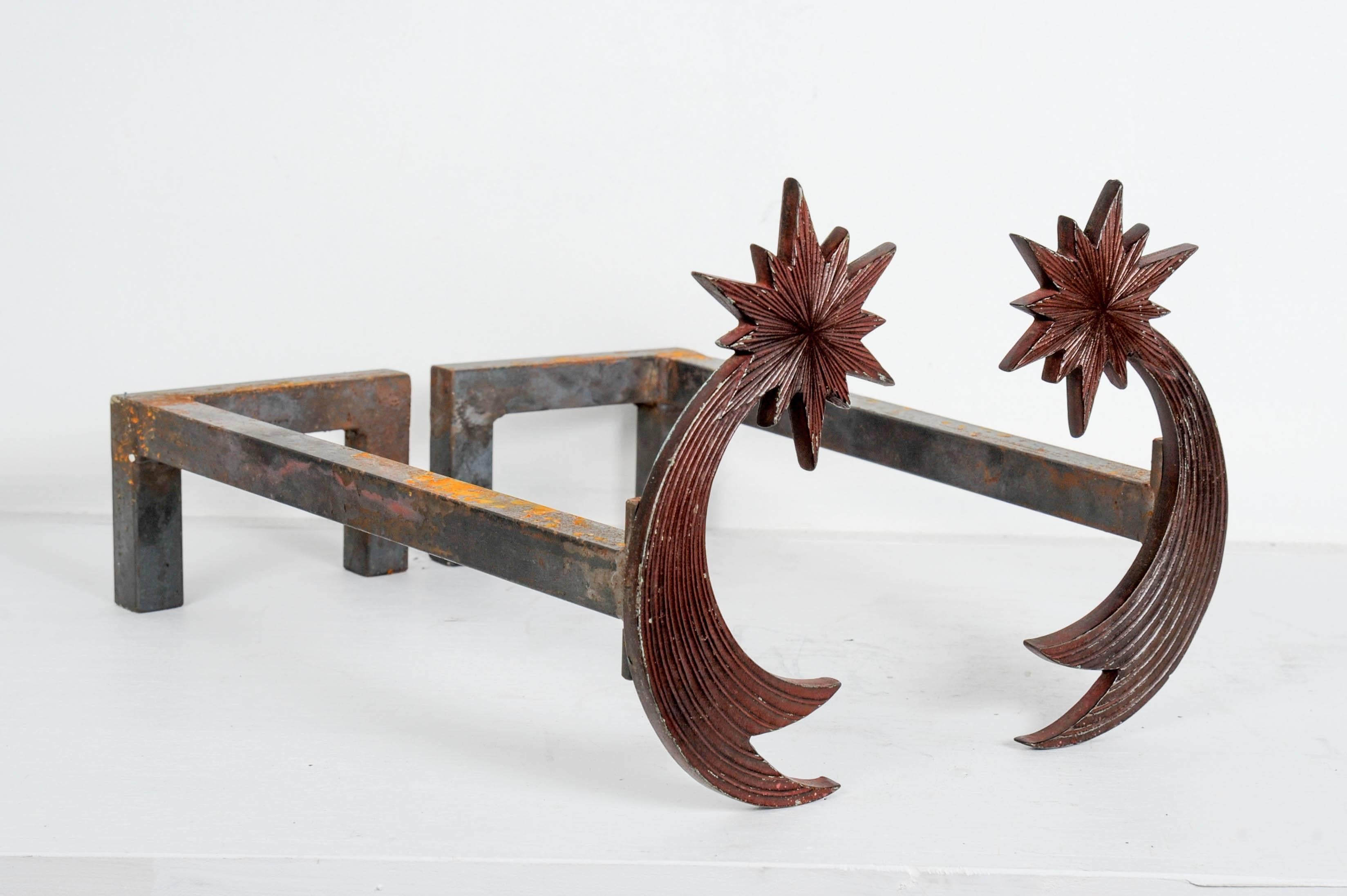 Pair of Bronze Andirons by Enzo Missoni In Excellent Condition For Sale In Bois-Colombes, FR