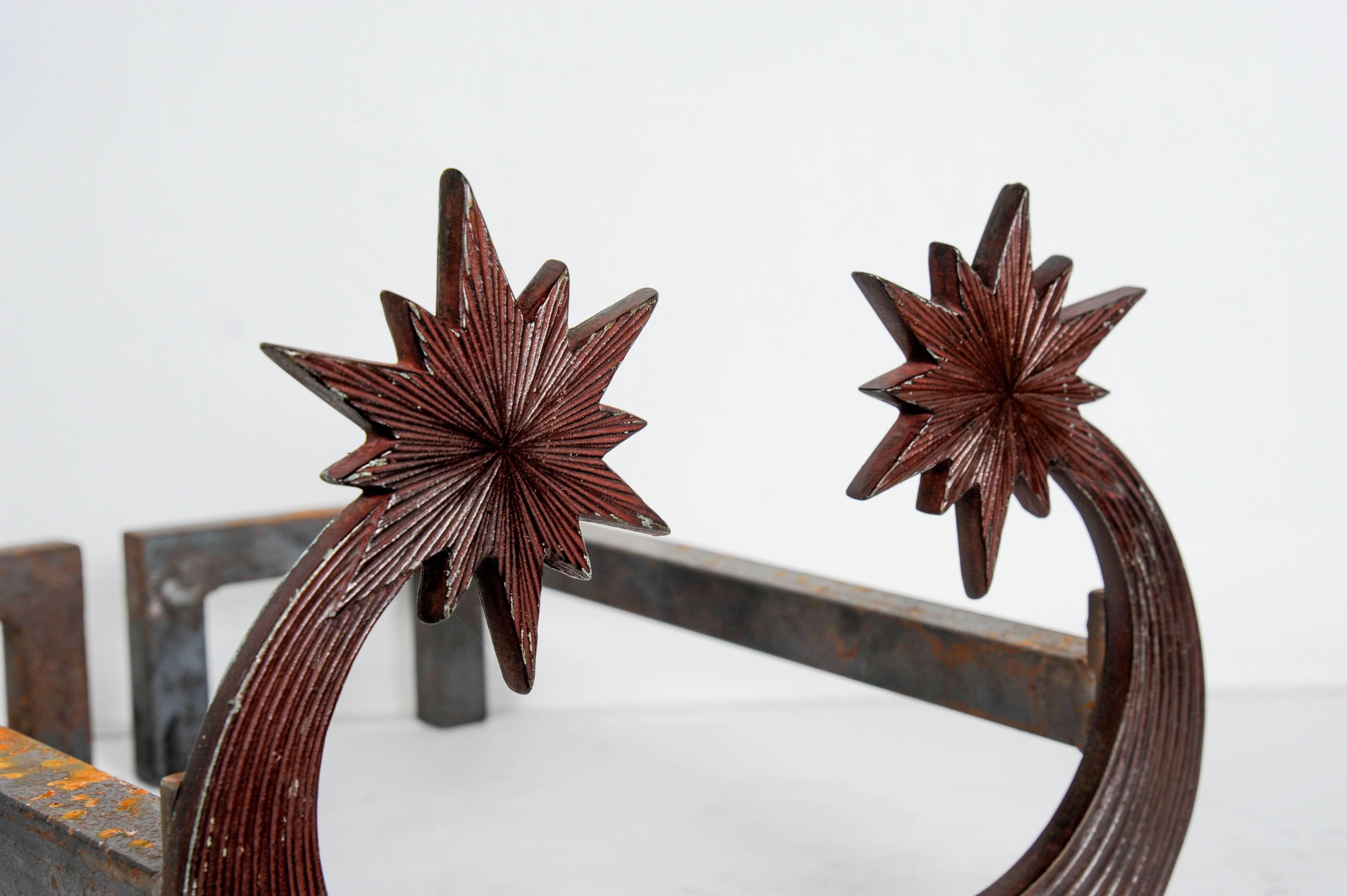 Late 20th Century Pair of Bronze Andirons by Enzo Missoni For Sale