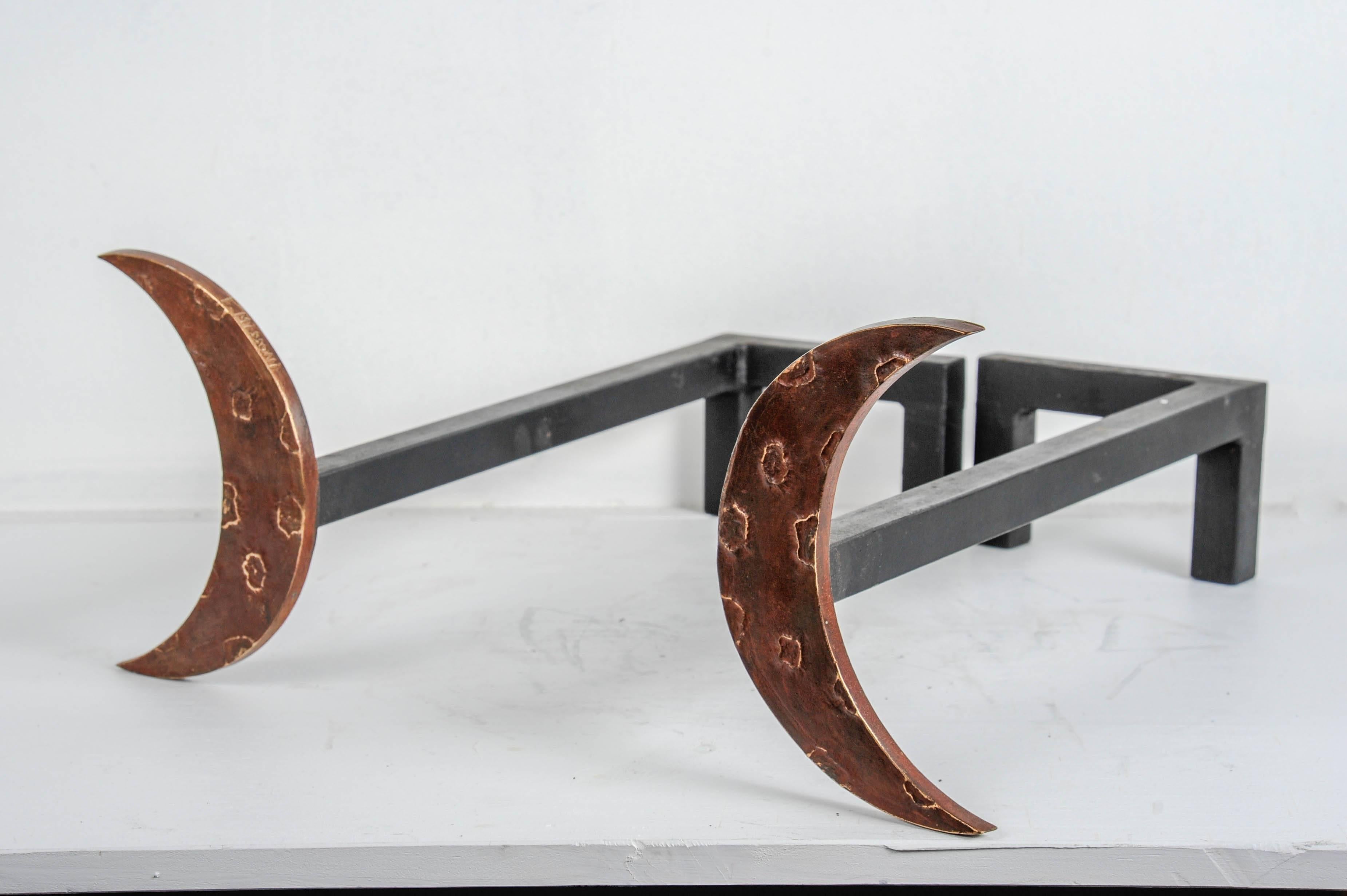 Pair of Bronze Andirons by Enzo Missoni For Sale 1