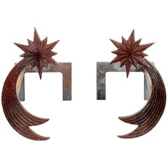 Paire de chenets en bronze d'Enzo Missoni