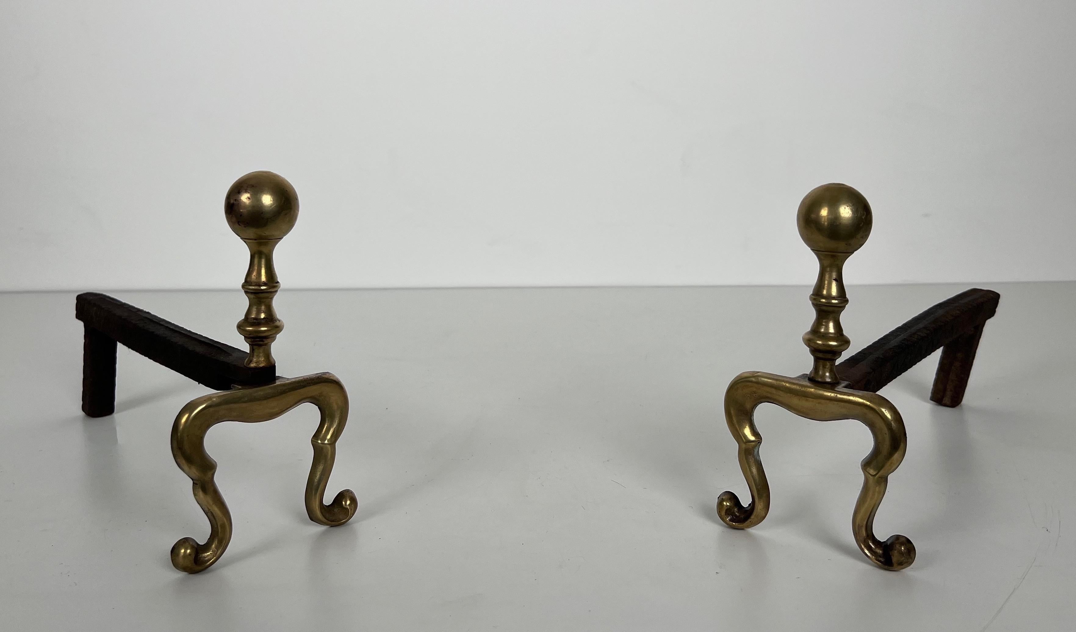 Pair of Bronze Andirons For Sale 4