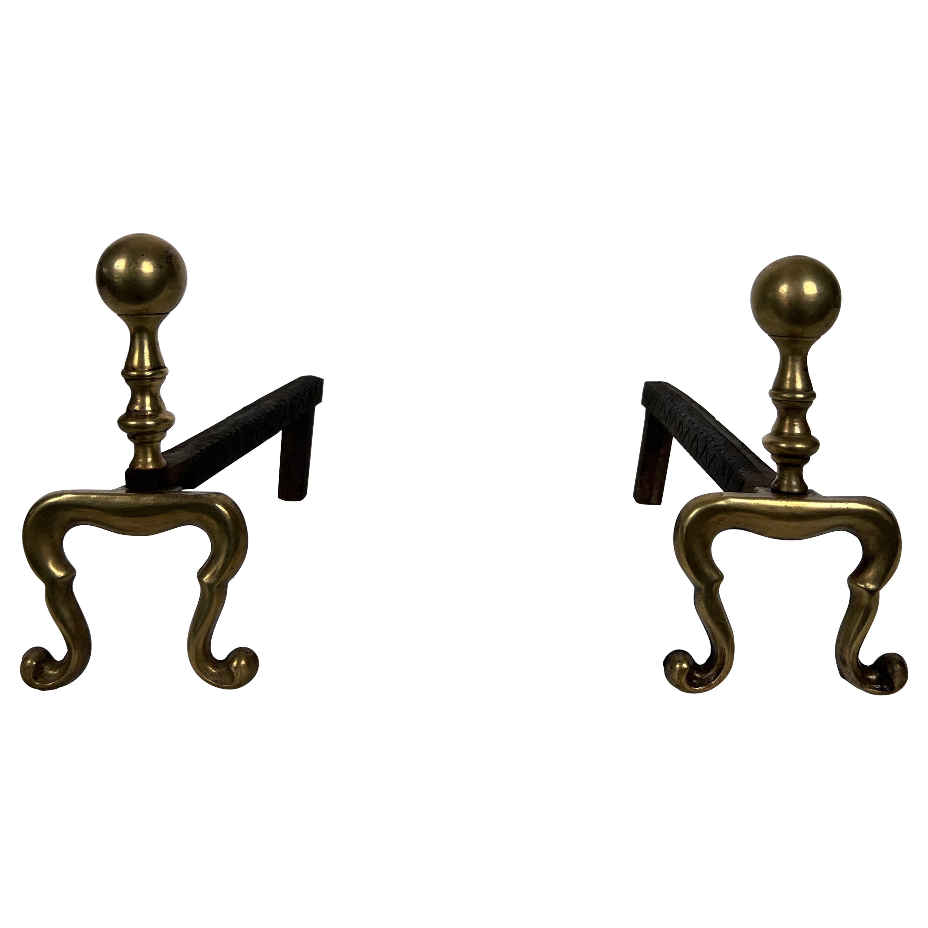 Paar Bronze-Andirons