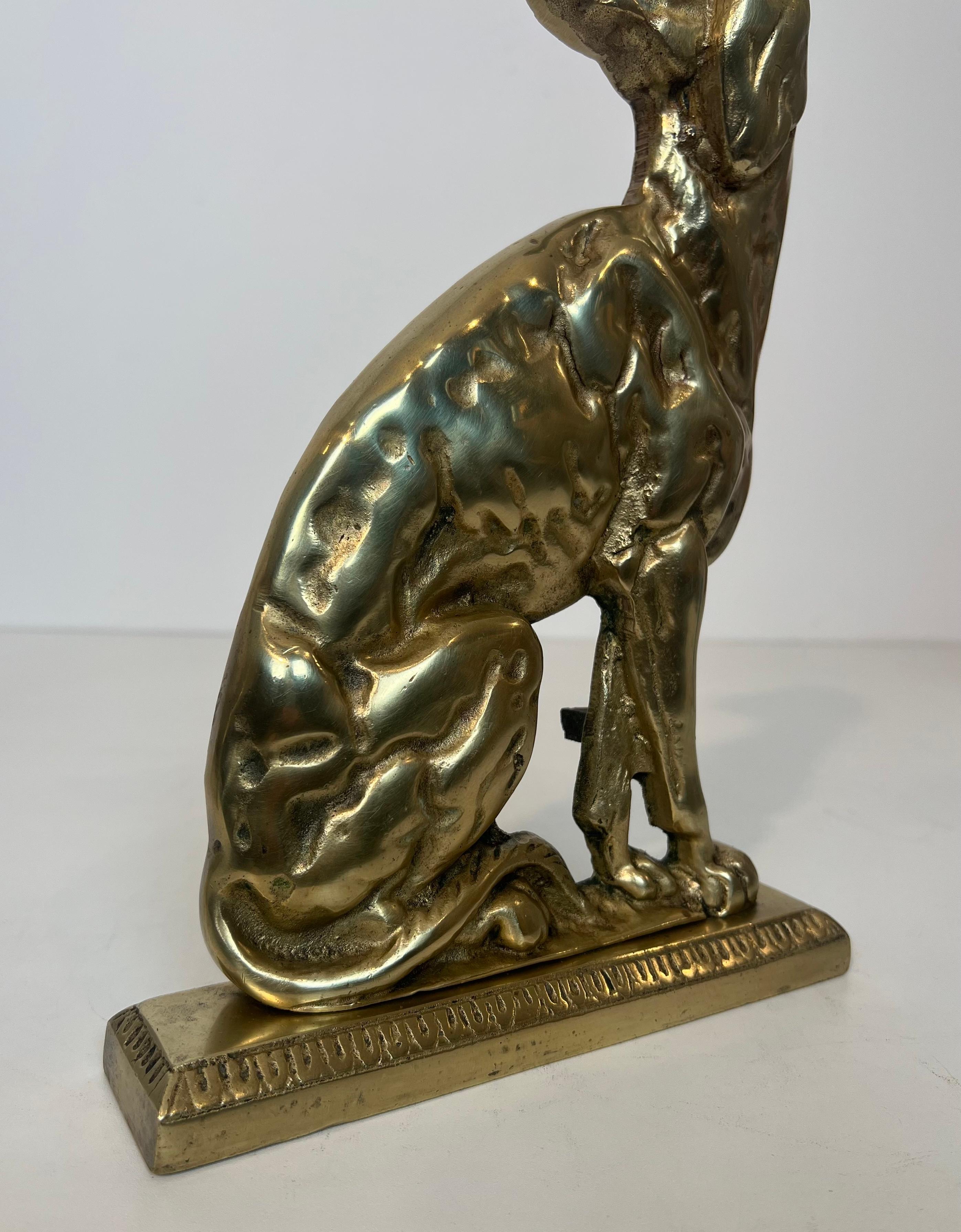 Pair of Bronze Andirons Representing Dogs. French work From Art Deco Period For Sale 6