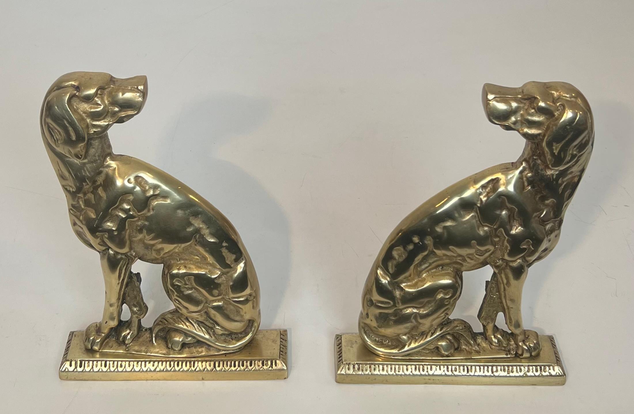 Pair of Bronze Andirons Representing Dogs. French work From Art Deco Period For Sale 7