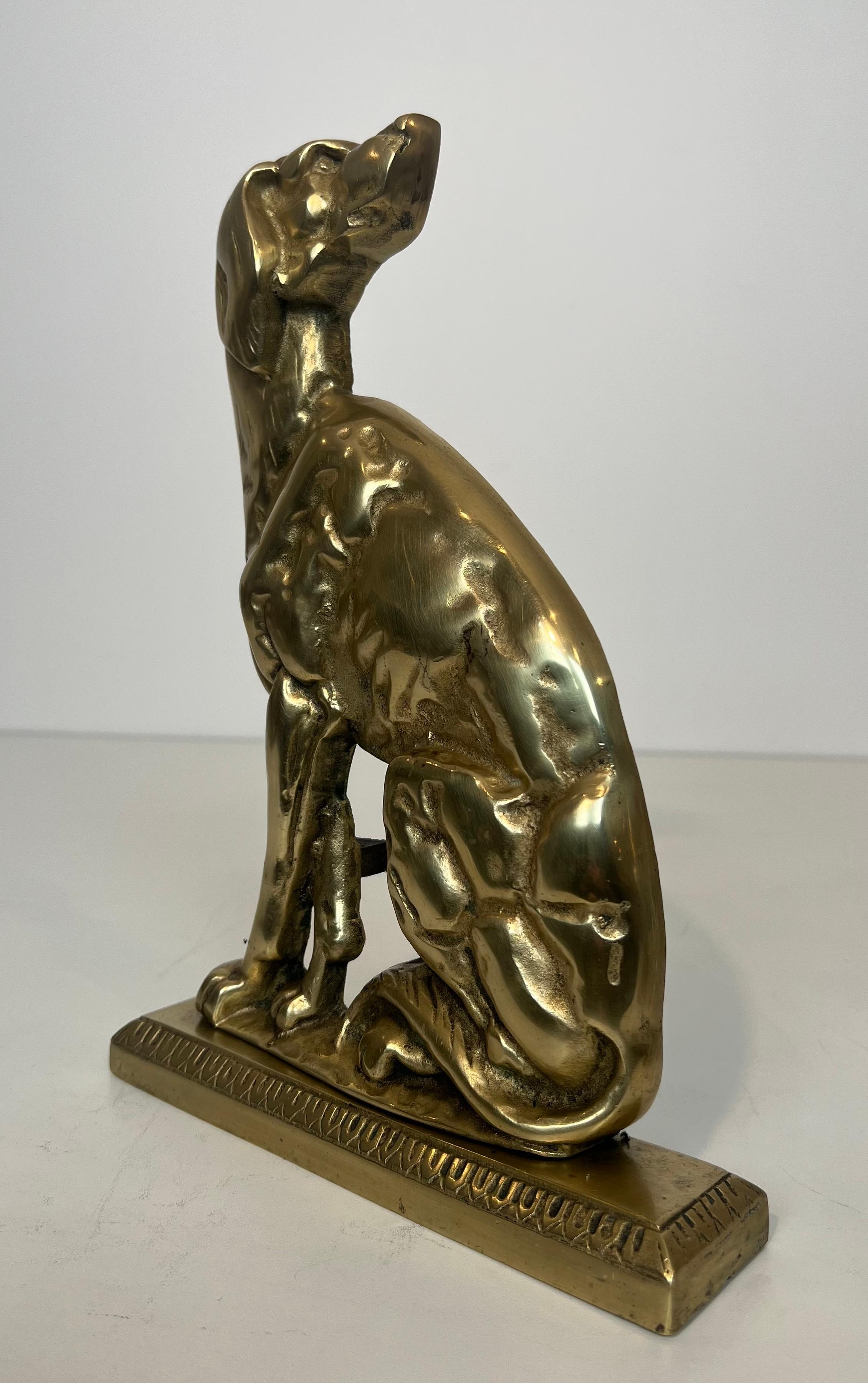 Pair of Bronze Andirons Representing Dogs. French work From Art Deco Period For Sale 10