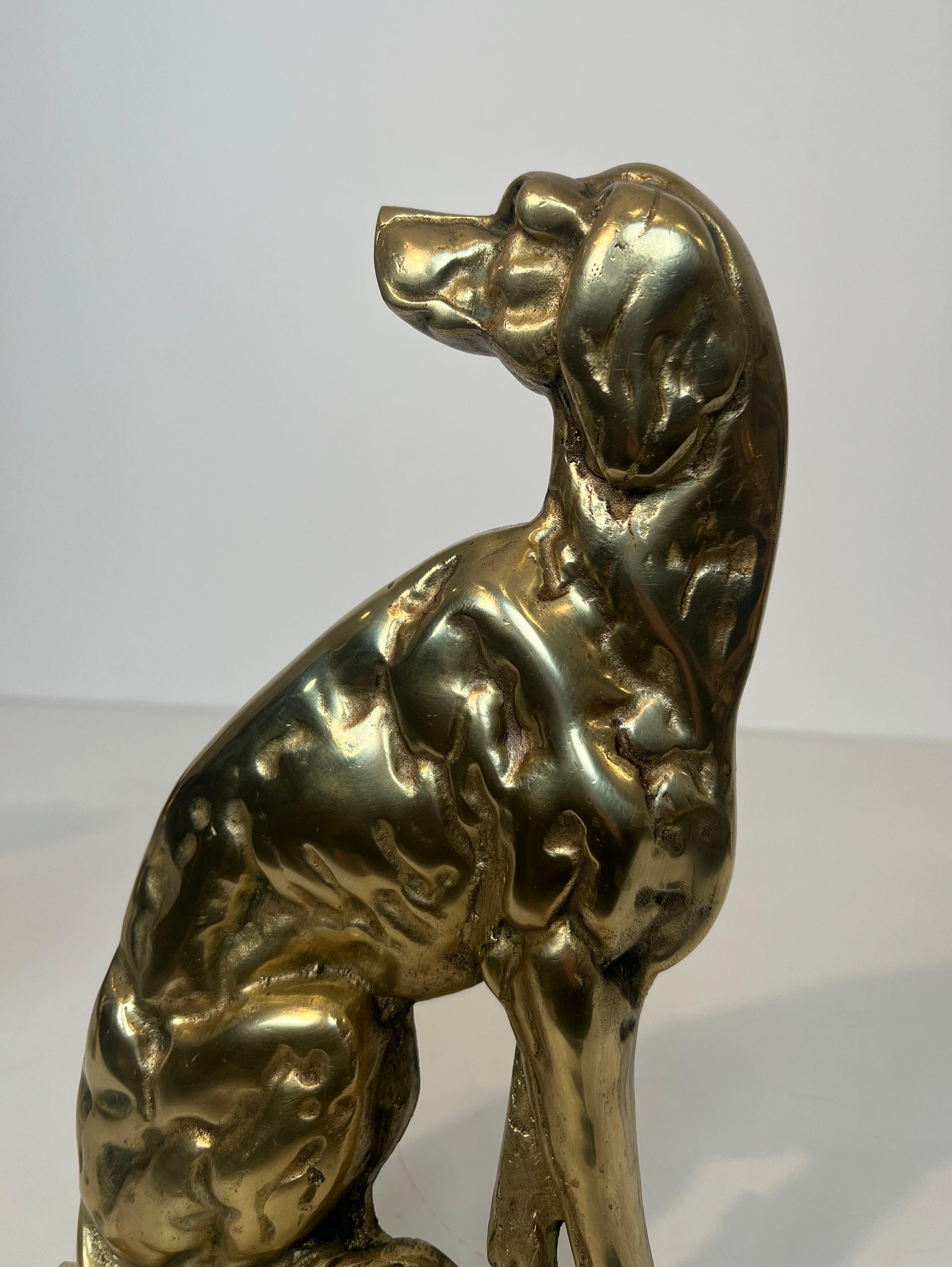 Pair of Bronze Andirons Representing Dogs. French work From Art Deco Period For Sale 11