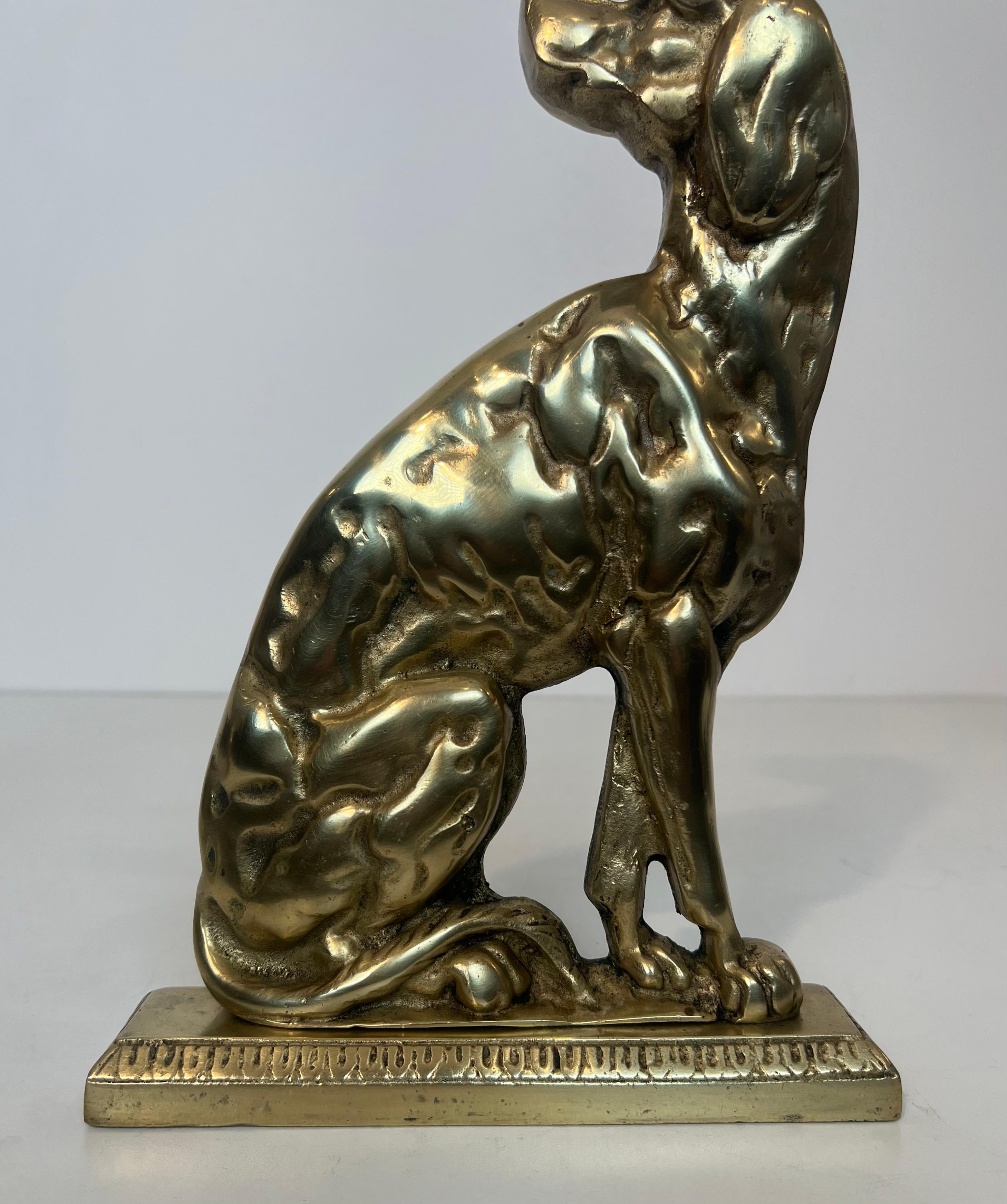 Pair of Bronze Andirons Representing Dogs. French work From Art Deco Period For Sale 13