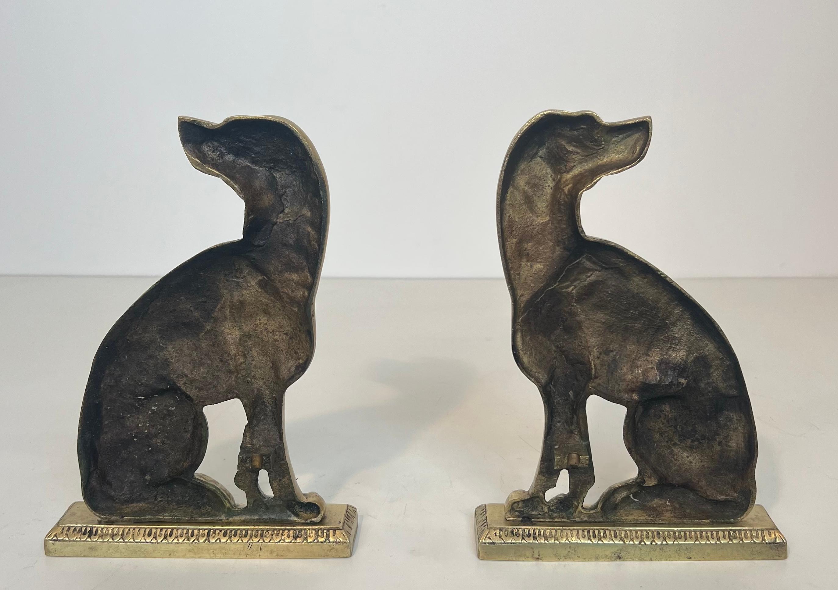 Pair of Bronze Andirons Representing Dogs. French work From Art Deco Period For Sale 14