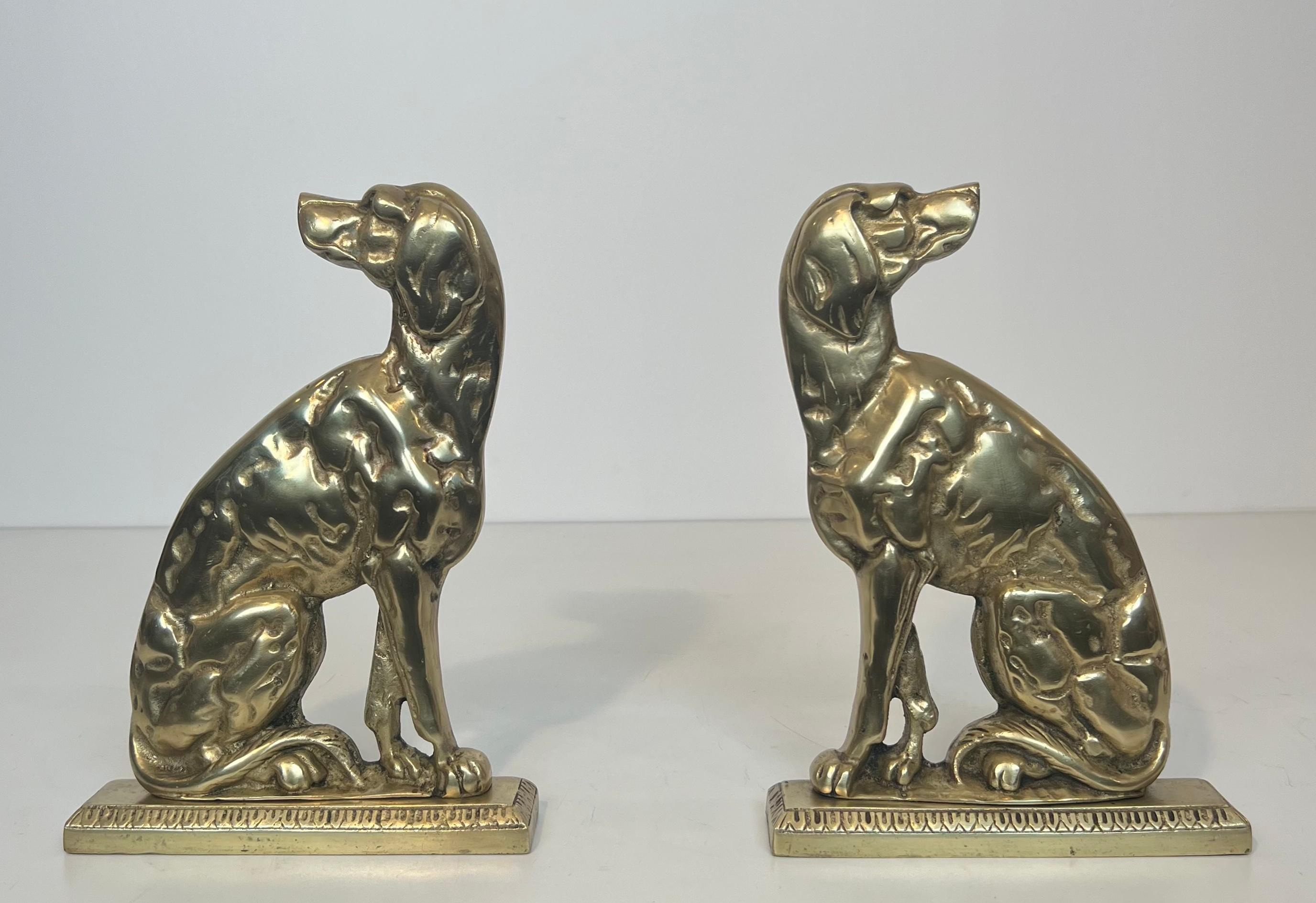 Pair of Bronze Andirons Representing Dogs. French work From Art Deco Period For Sale 16