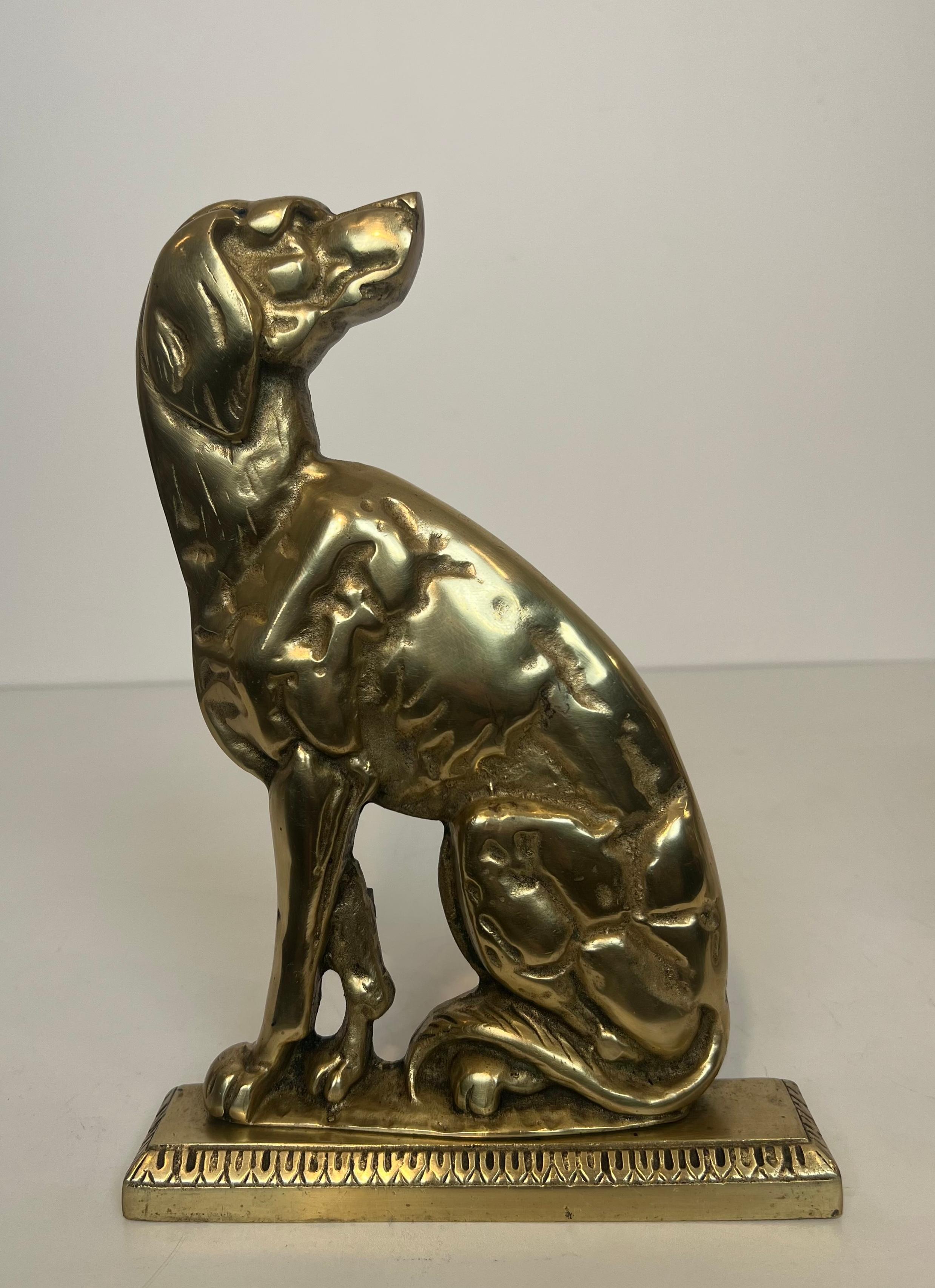 Pair of Bronze Andirons Representing Dogs. French work From Art Deco Period For Sale 1