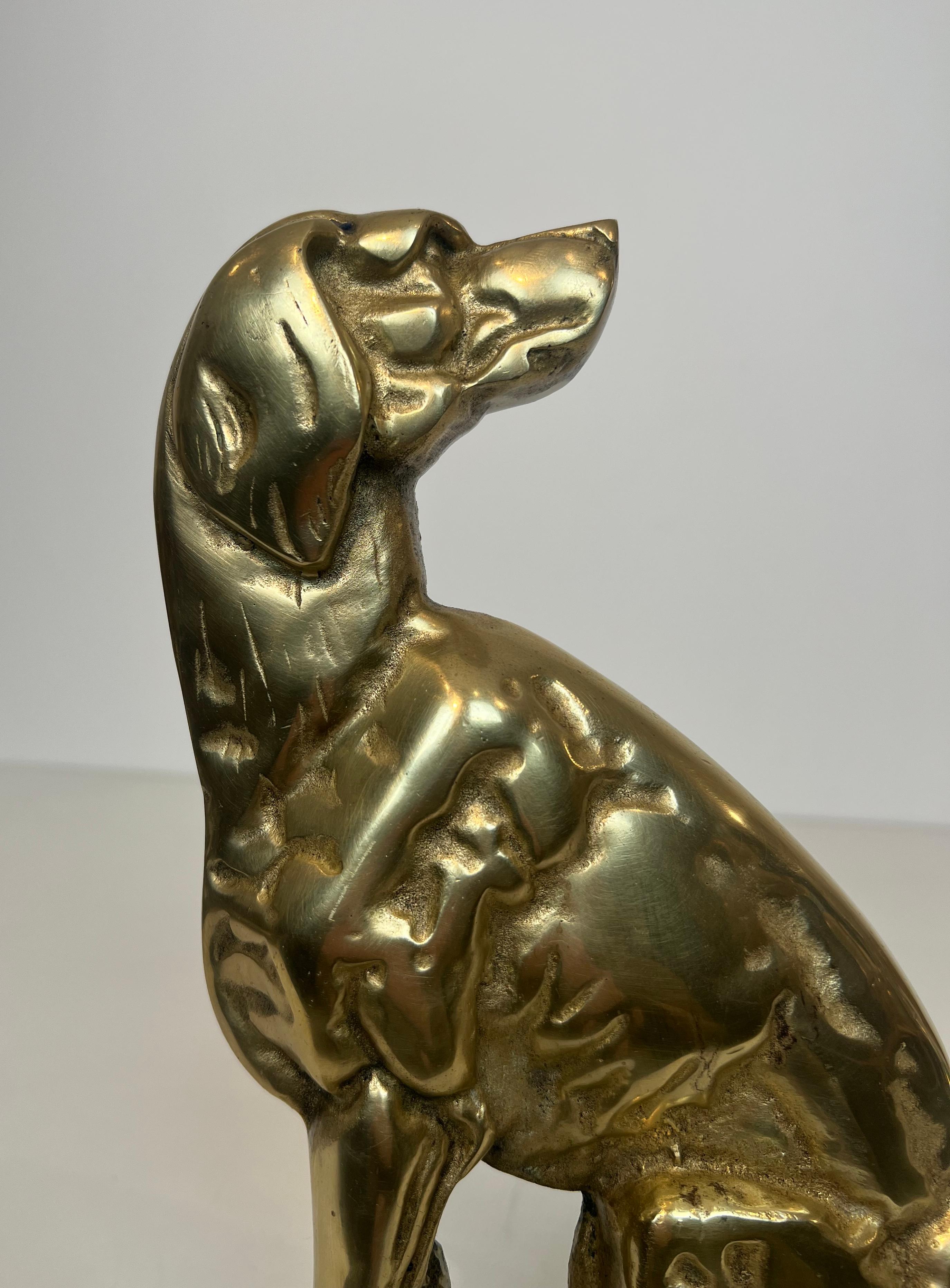 Pair of Bronze Andirons Representing Dogs. French work From Art Deco Period For Sale 2