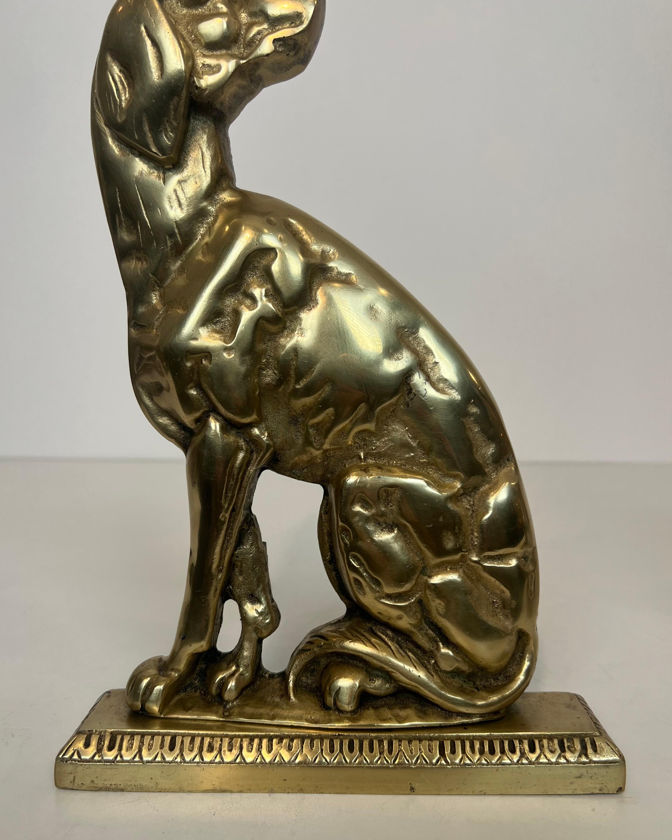 Pair of Bronze Andirons Representing Dogs. French work From Art Deco Period For Sale 4