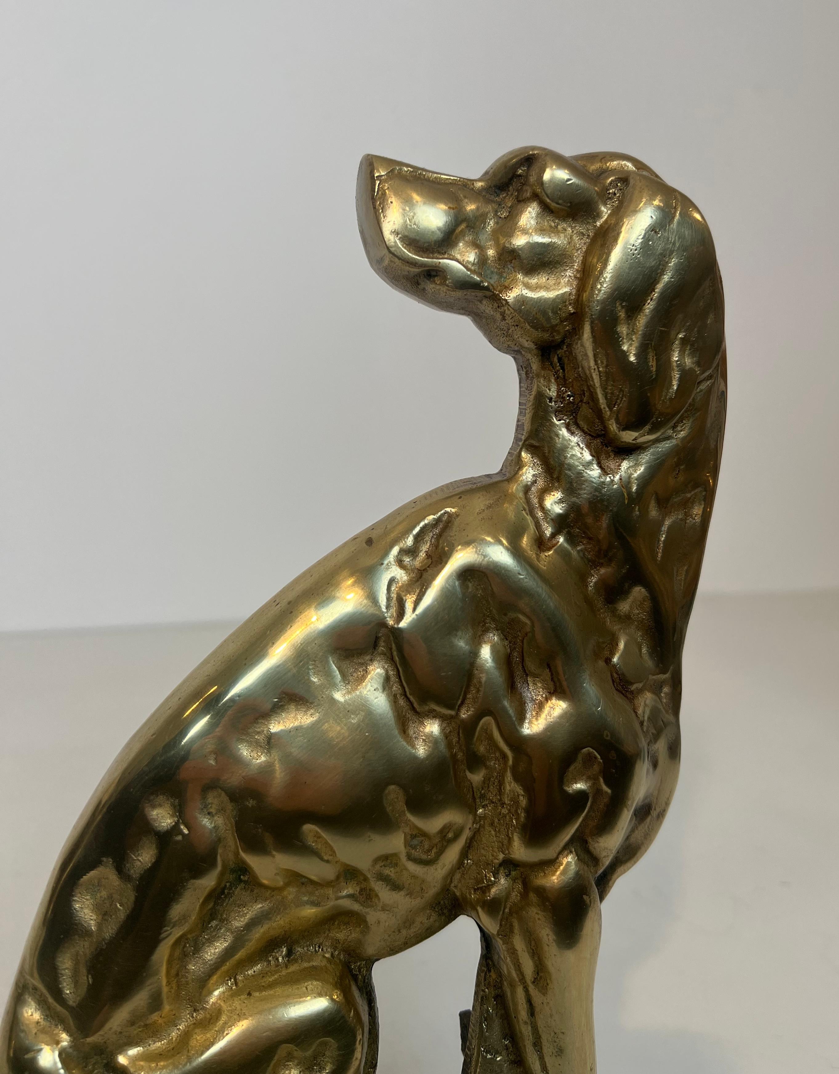 Pair of Bronze Andirons Representing Dogs. French work From Art Deco Period For Sale 5