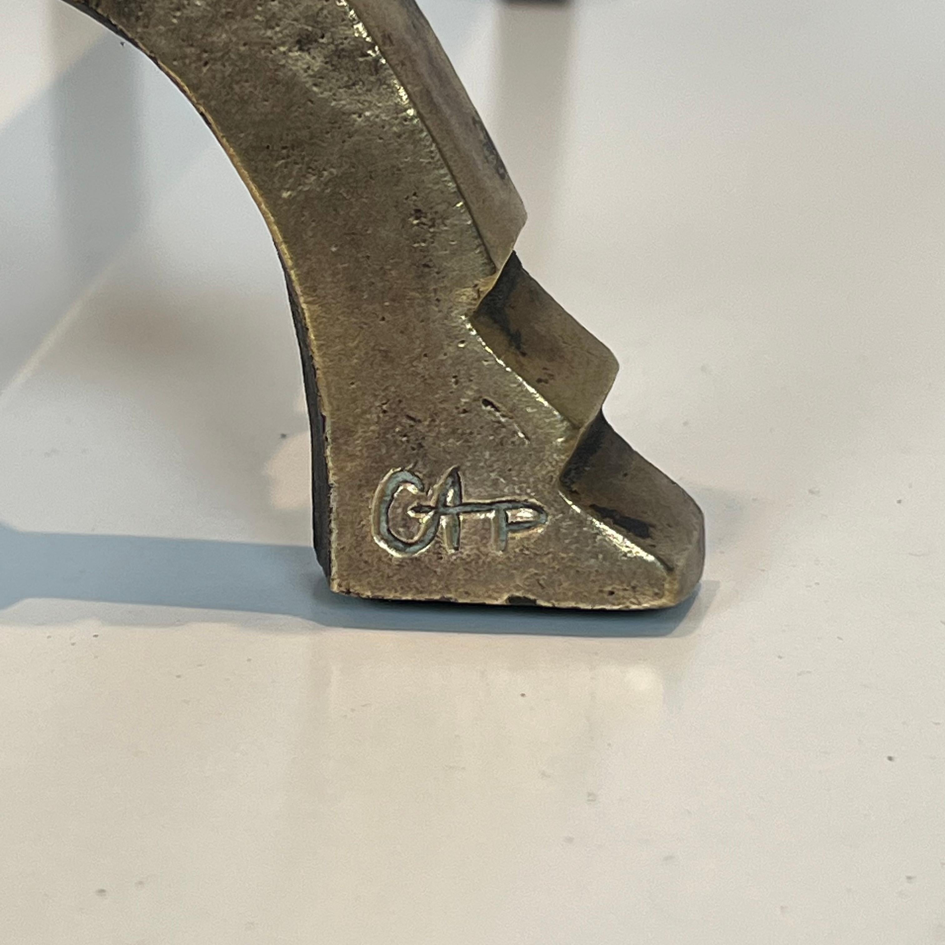 Pair of Bronze Andirons with Seated Shamans, Monogramed by Anton Prinner For Sale 2