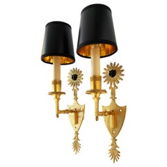 Pair of Bronze Andre Arbus Style Sconces, 4 Pairs Available, Priced by Pair