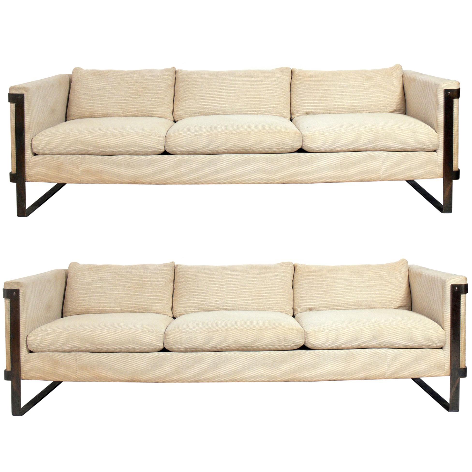 Pair of Bronze Armed Sofas