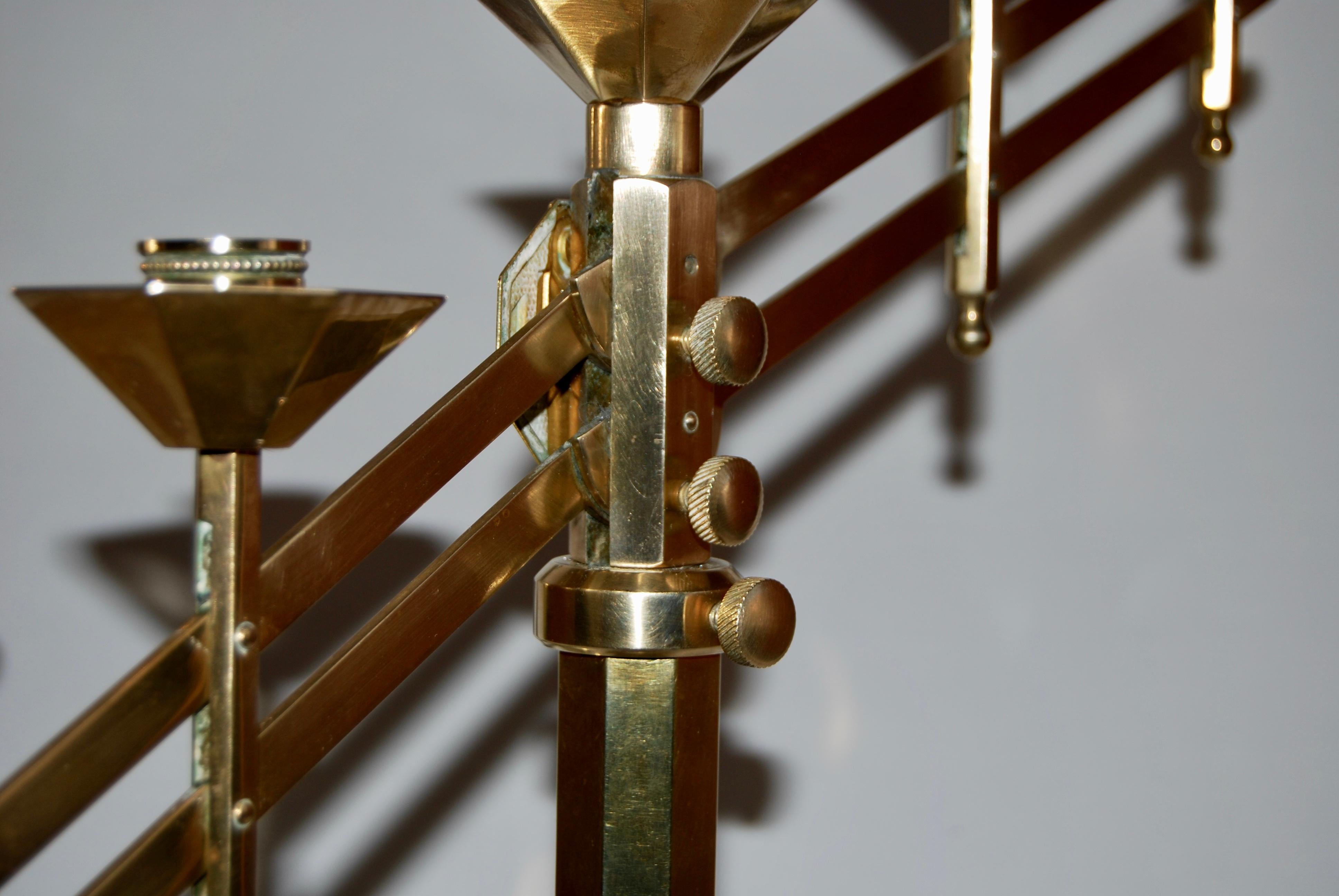Pair of Bronze Art Deco Adjustible Candelabras 5
