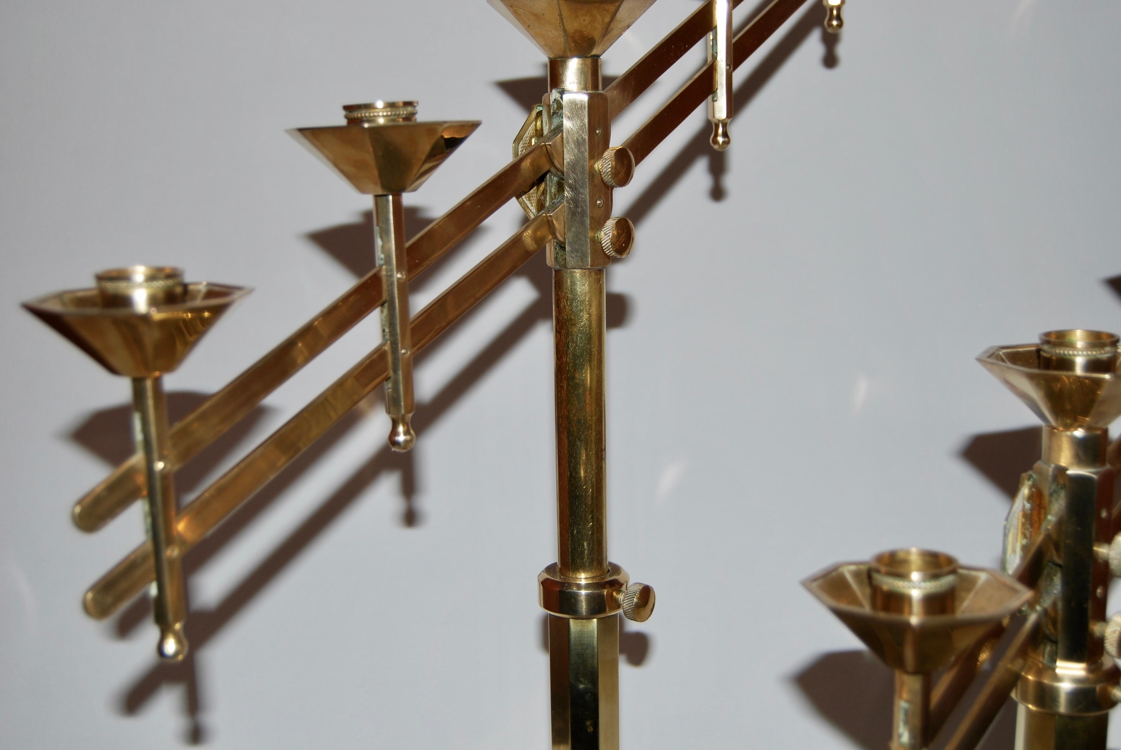 Pair of Bronze Art Deco Adjustible Candelabras 6