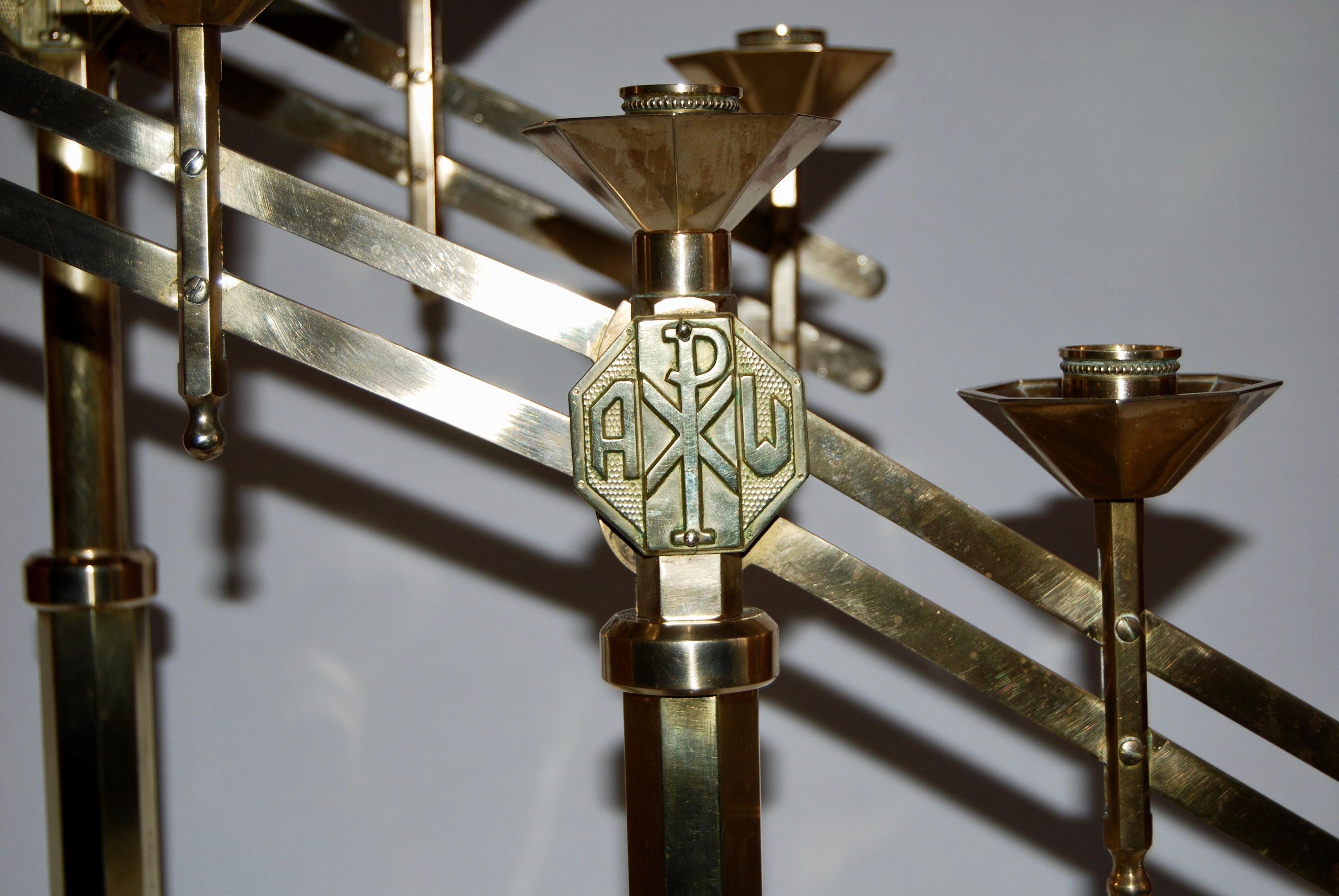 Pair of Bronze Art Deco Adjustible Candelabras 7