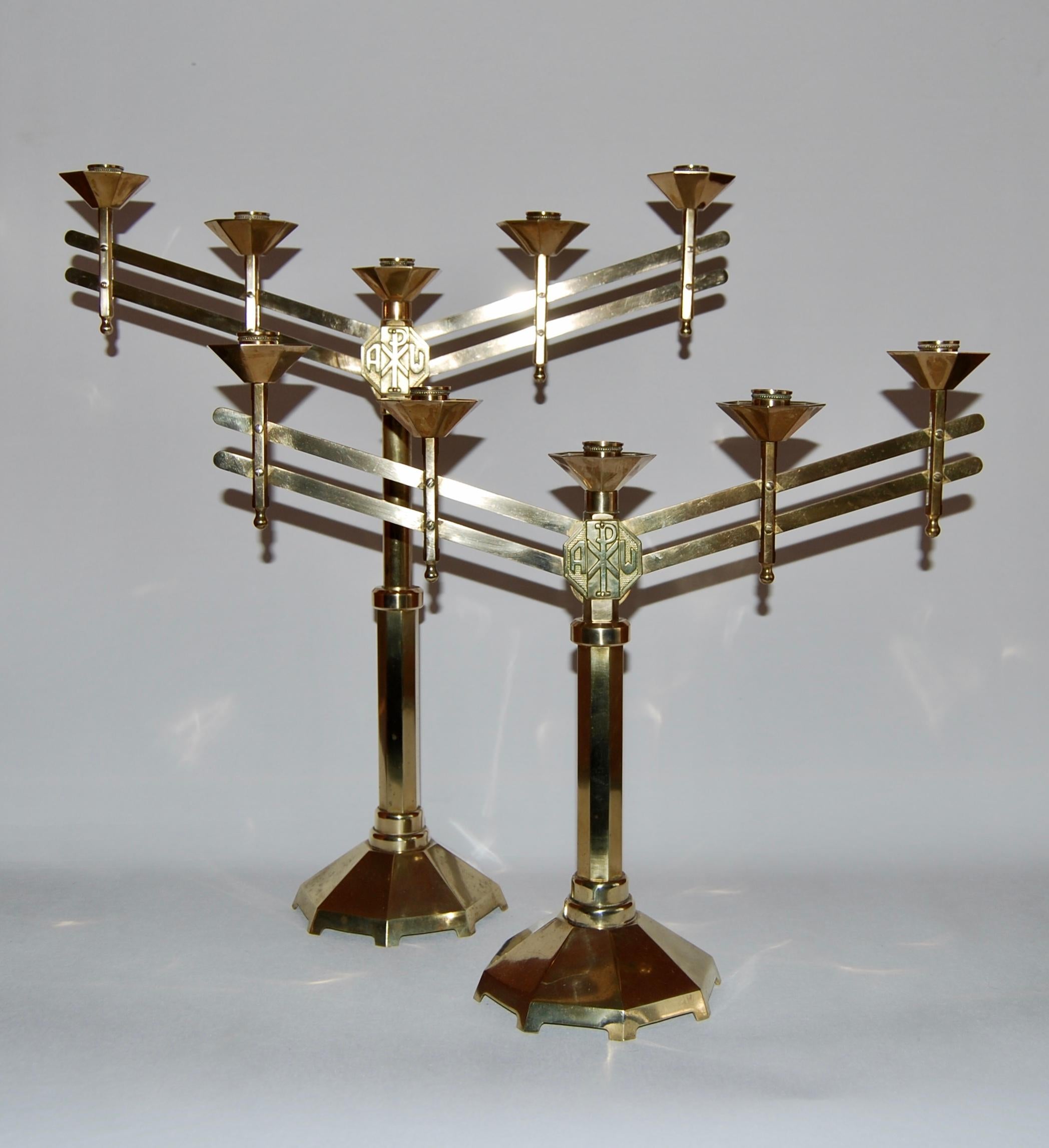 Pair of Bronze Art Deco Adjustible Candelabras In Good Condition In CHINON, FR