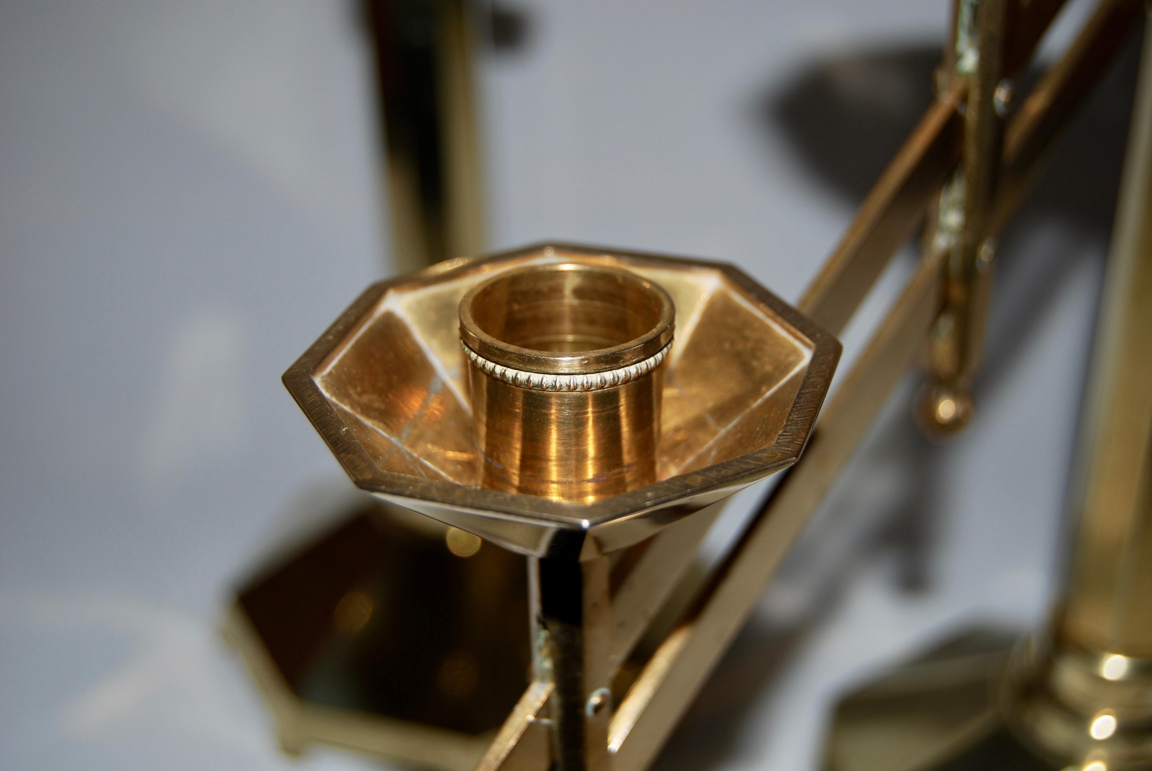 Pair of Bronze Art Deco Adjustible Candelabras 3