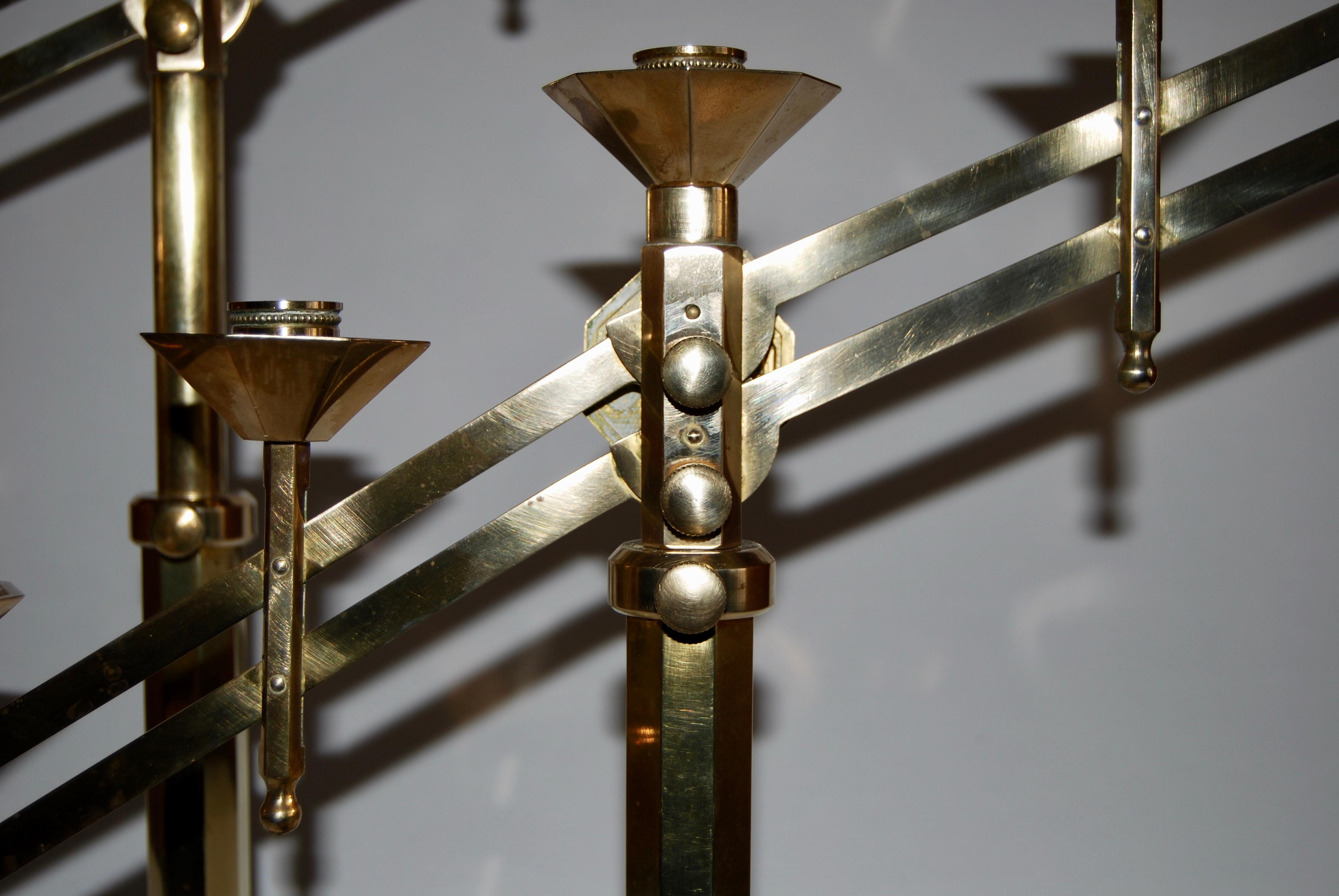 Pair of Bronze Art Deco Adjustible Candelabras 4
