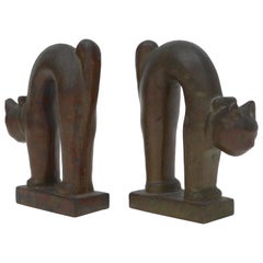 Vintage Pair of Bronze Art Deco Bookends