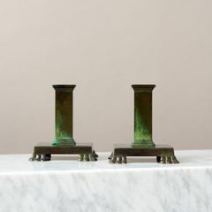 Pair of Bronze Art Deco Candlesticks by GAB Guldsmedsaktiebolaget, Sweden, 1930s