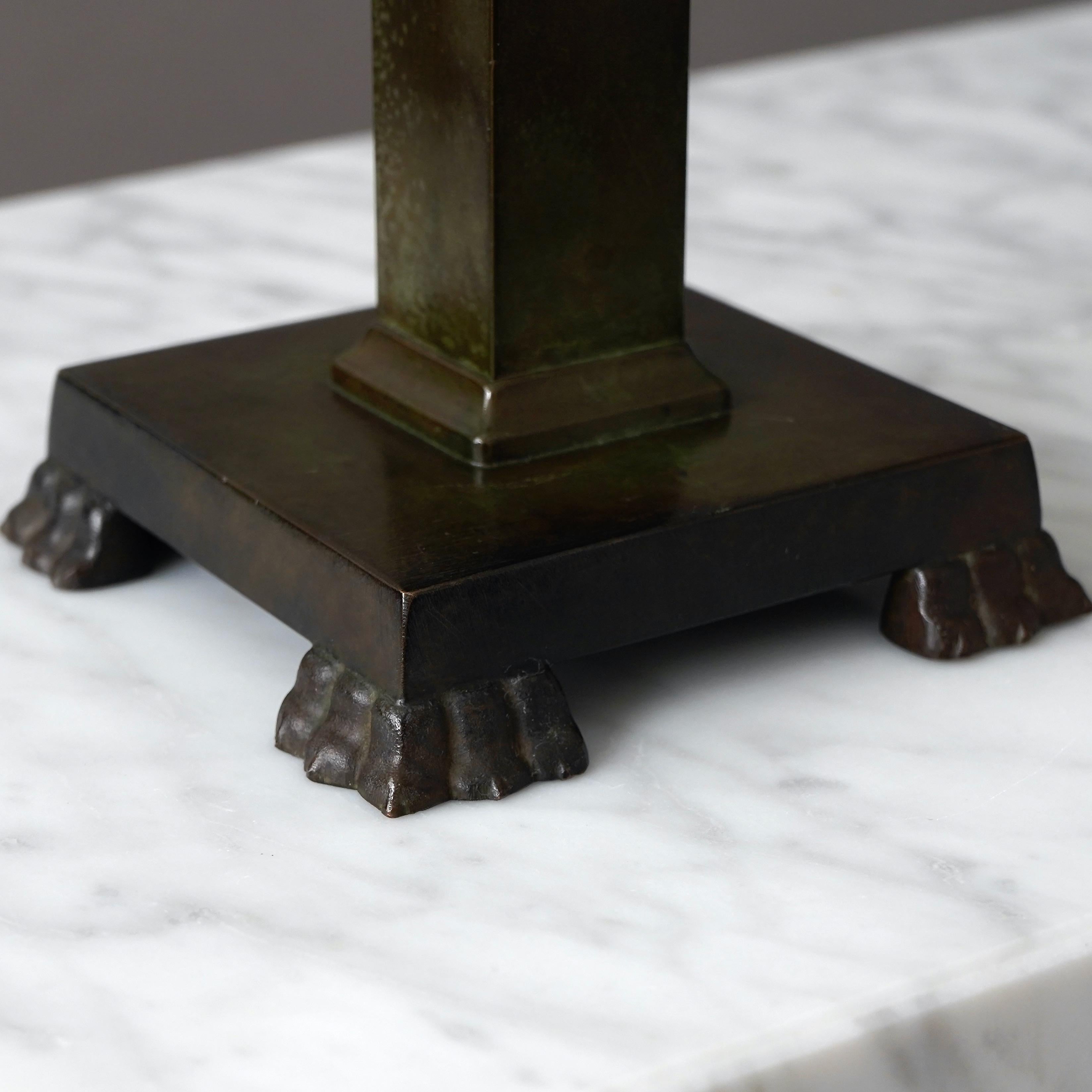 Cast Pair of Bronze Art Deco Candlesticks by GAB Guldsmedsaktiebolaget, Sweden, 1930s