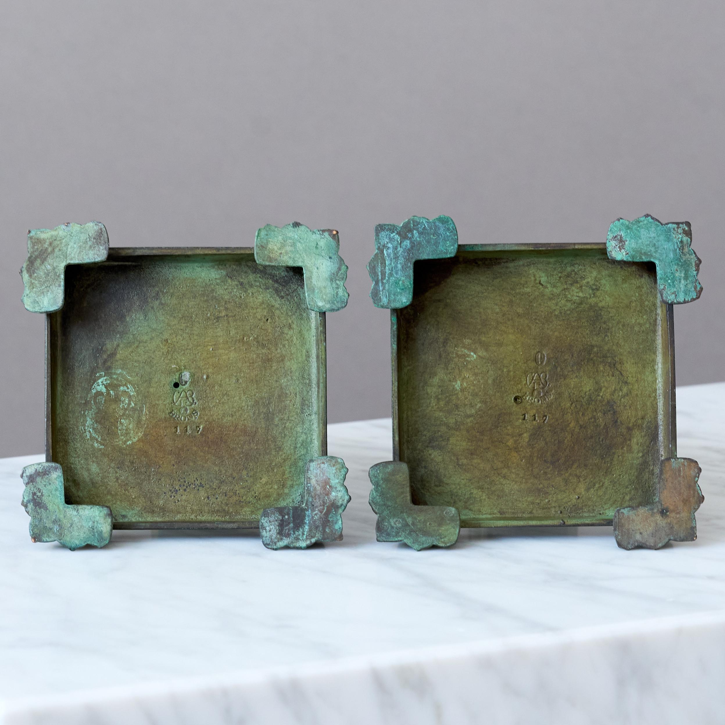 Paire de chandeliers Art déco en bronze par GAB Guldsmedsaktiebolaget, Suède, années 1930 en vente 2