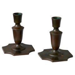 Pair of Bronze Art Deco Candlesticks by GAB Guldsmedsaktiebolaget, Sweden, 1930s