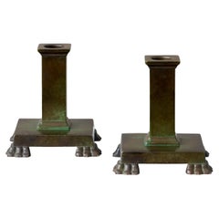 Pair of Bronze Art Deco Candlesticks by GAB Guldsmedsaktiebolaget, Sweden, 1930s