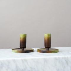 Pareja de candeleros Art Déco de bronce de Ystad Brons, Suecia, años 30