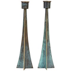 Pair of Bronze Art Deco Candlesticks