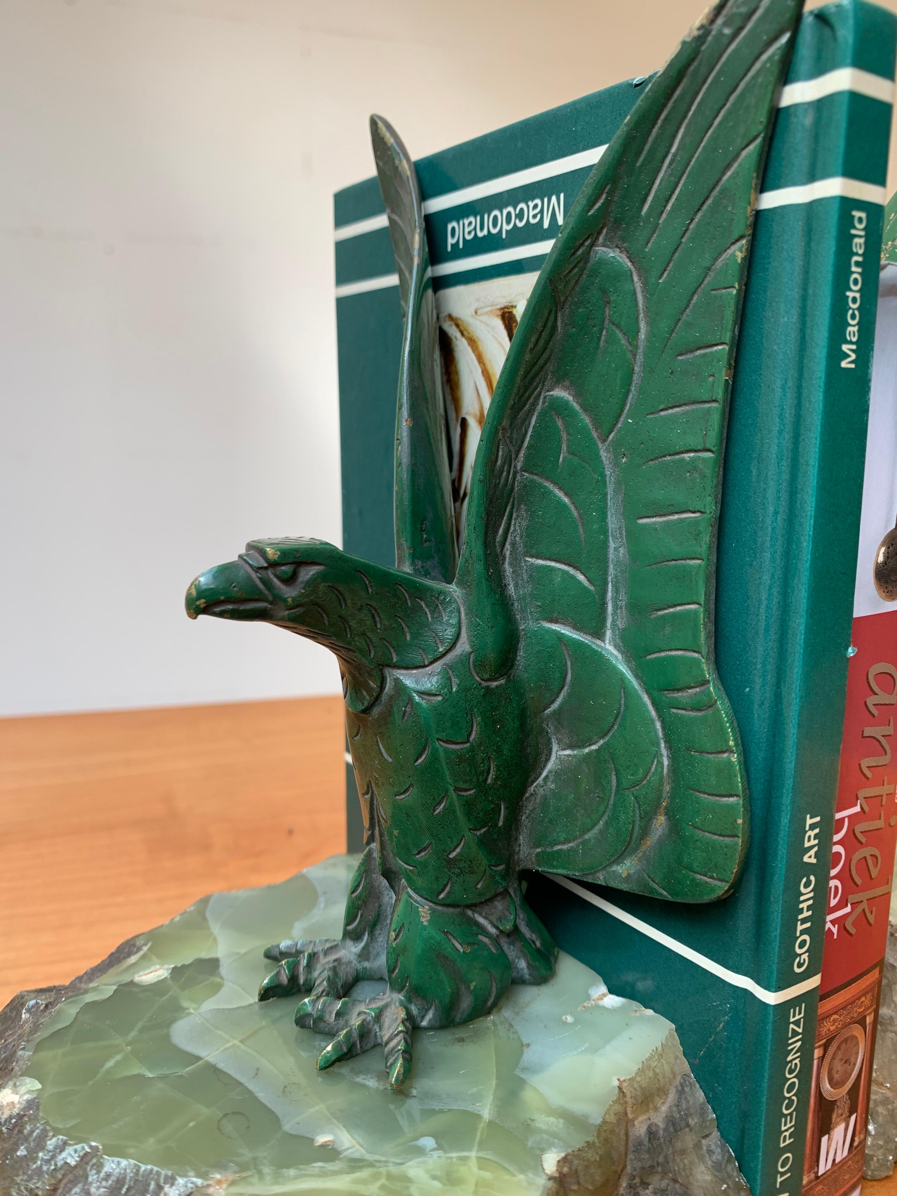 Unique Art Deco Pair of Bronze Eagle Bookend Sculptures in Style Max Le Verrier 2