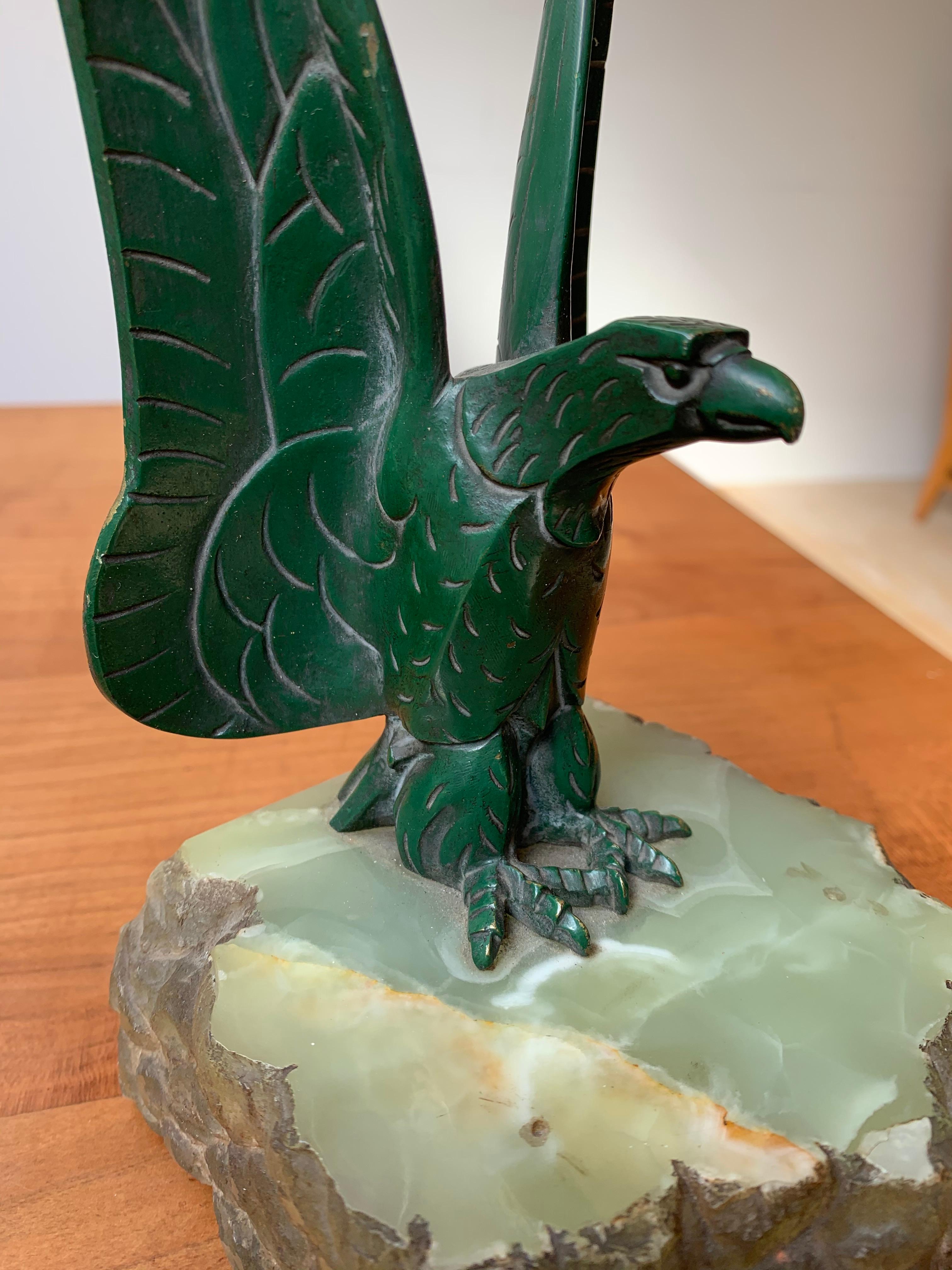 Unique Art Deco Pair of Bronze Eagle Bookend Sculptures in Style Max Le Verrier 8