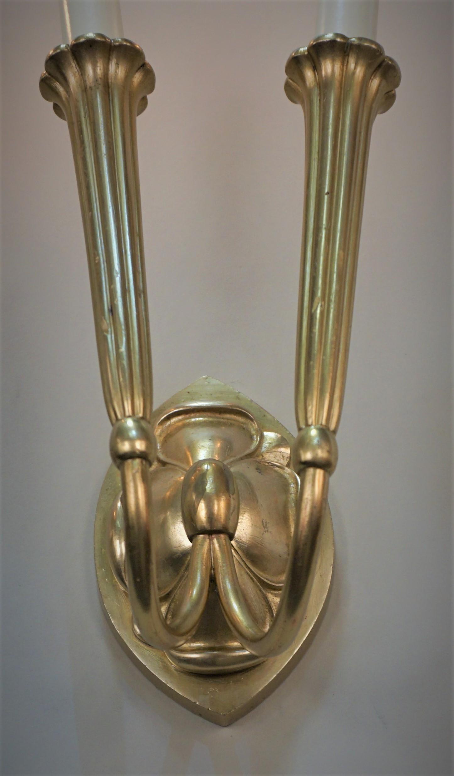 Pair of Bronze Art Deco Wall Sconces For Sale 2