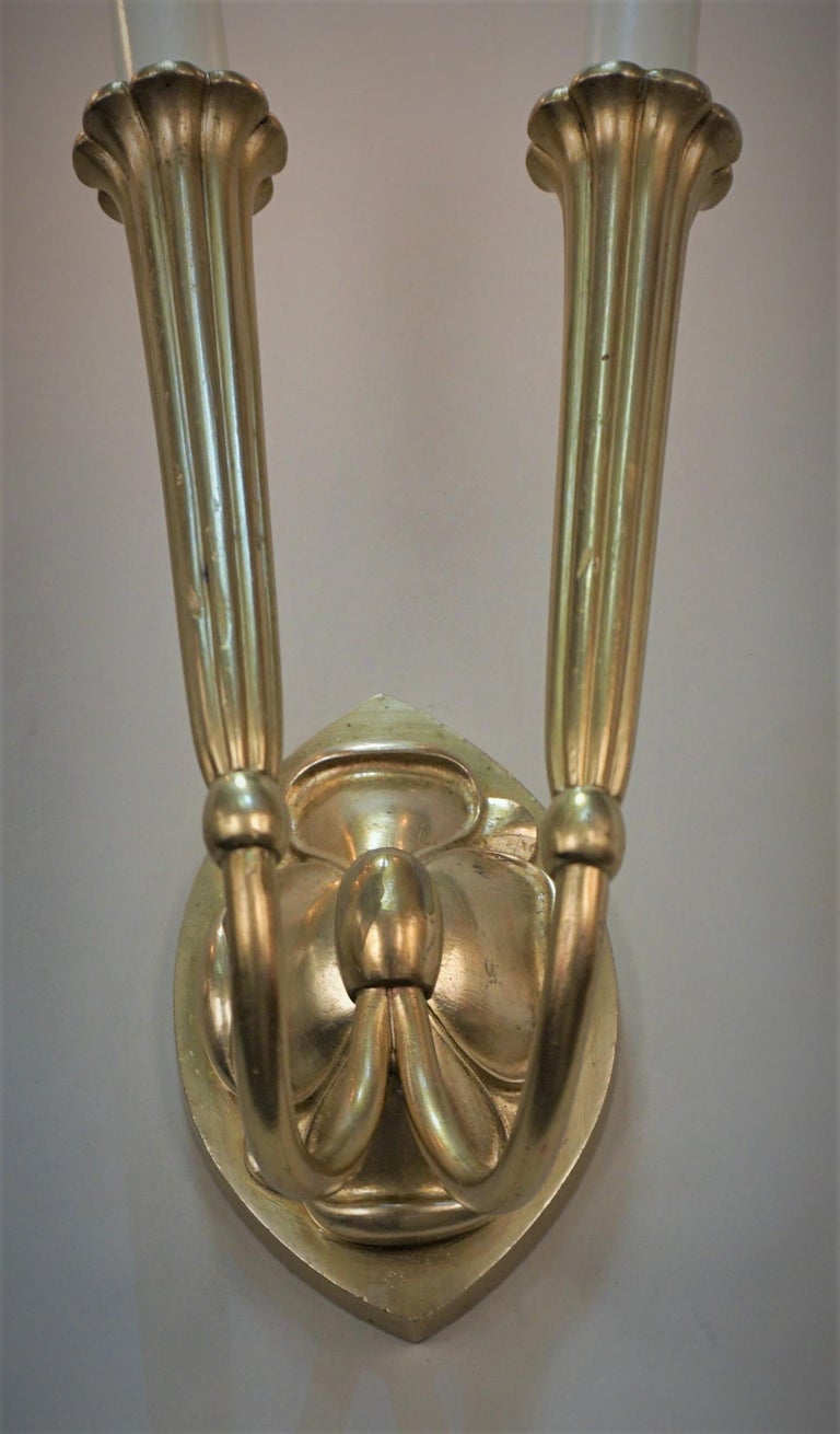 Pair of Bronze Art Deco Wall Sconces For Sale at 1stDibs