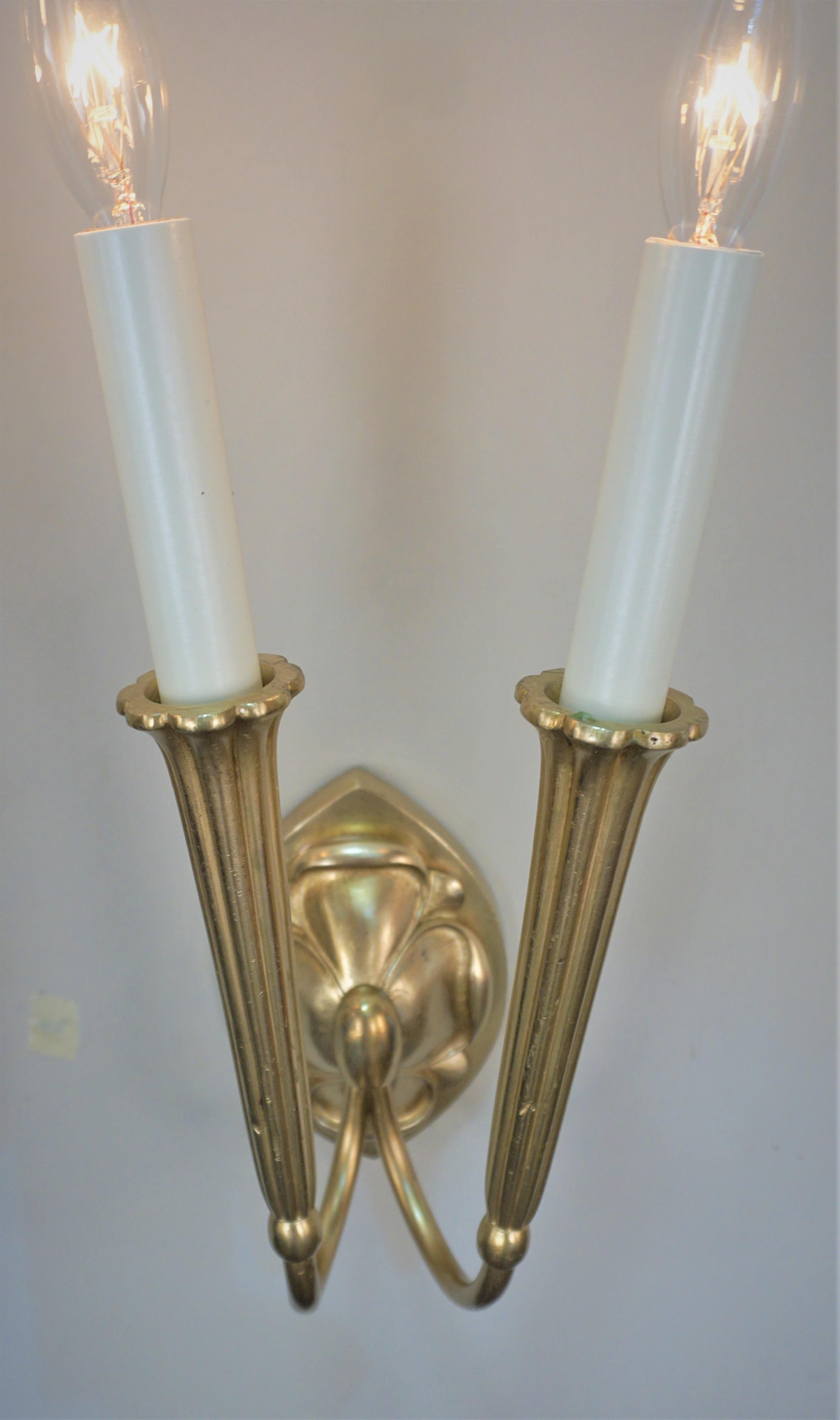 Pair of Bronze Art Deco Wall Sconces For Sale 3