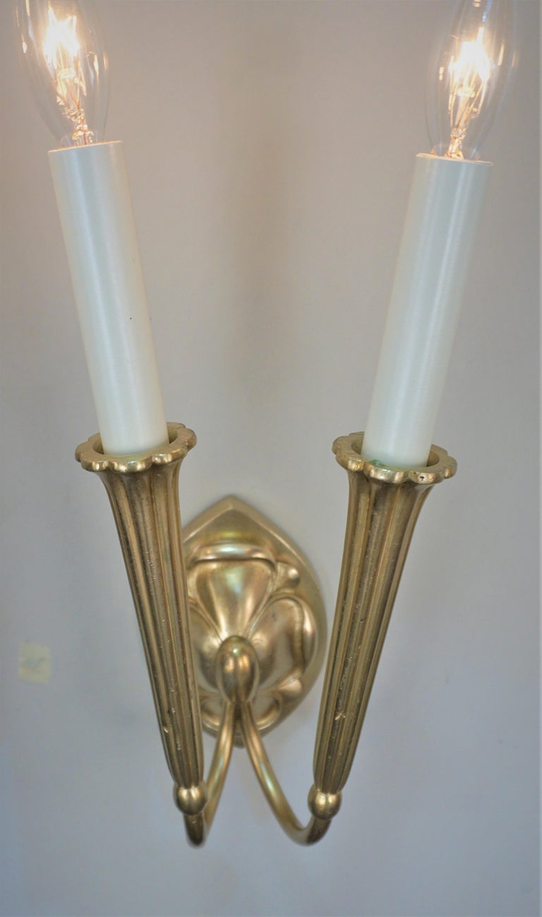 Pair of Bronze Art Deco Wall Sconces For Sale at 1stDibs
