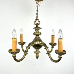 Pair of Bronze Art Nouveau 4 Arm Candlestick Chandeliers